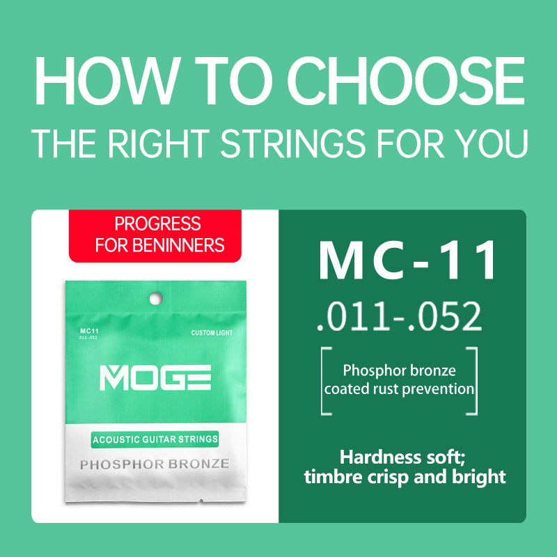 Moge MC11 Custom Light Phosphor Bronze Acoustic Guitar Strings 11-52 (11 15 24 32 42 52)