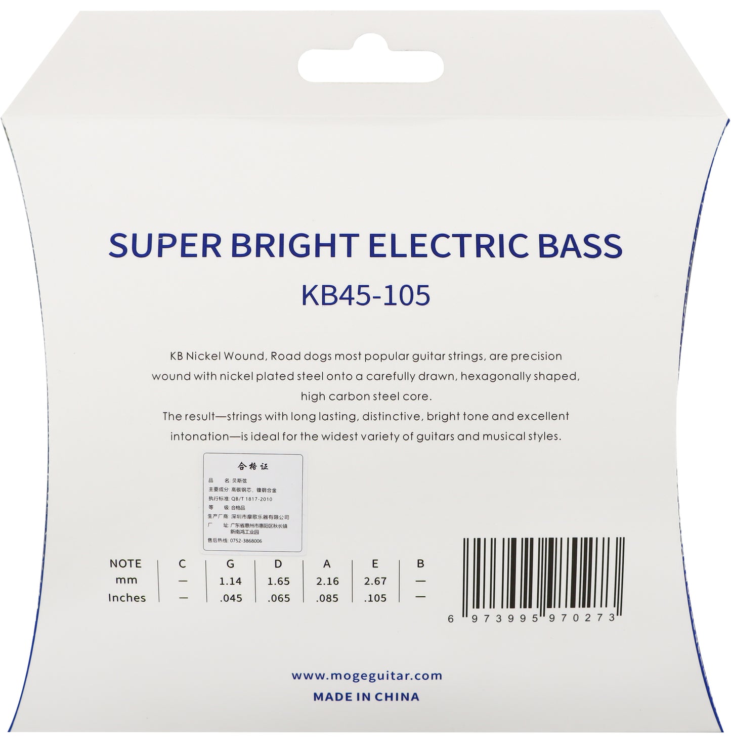 Road Dog KB45-105 Super Bright Nickel Wound Bass Guitar String Set 45-105 (45 65 85 105)