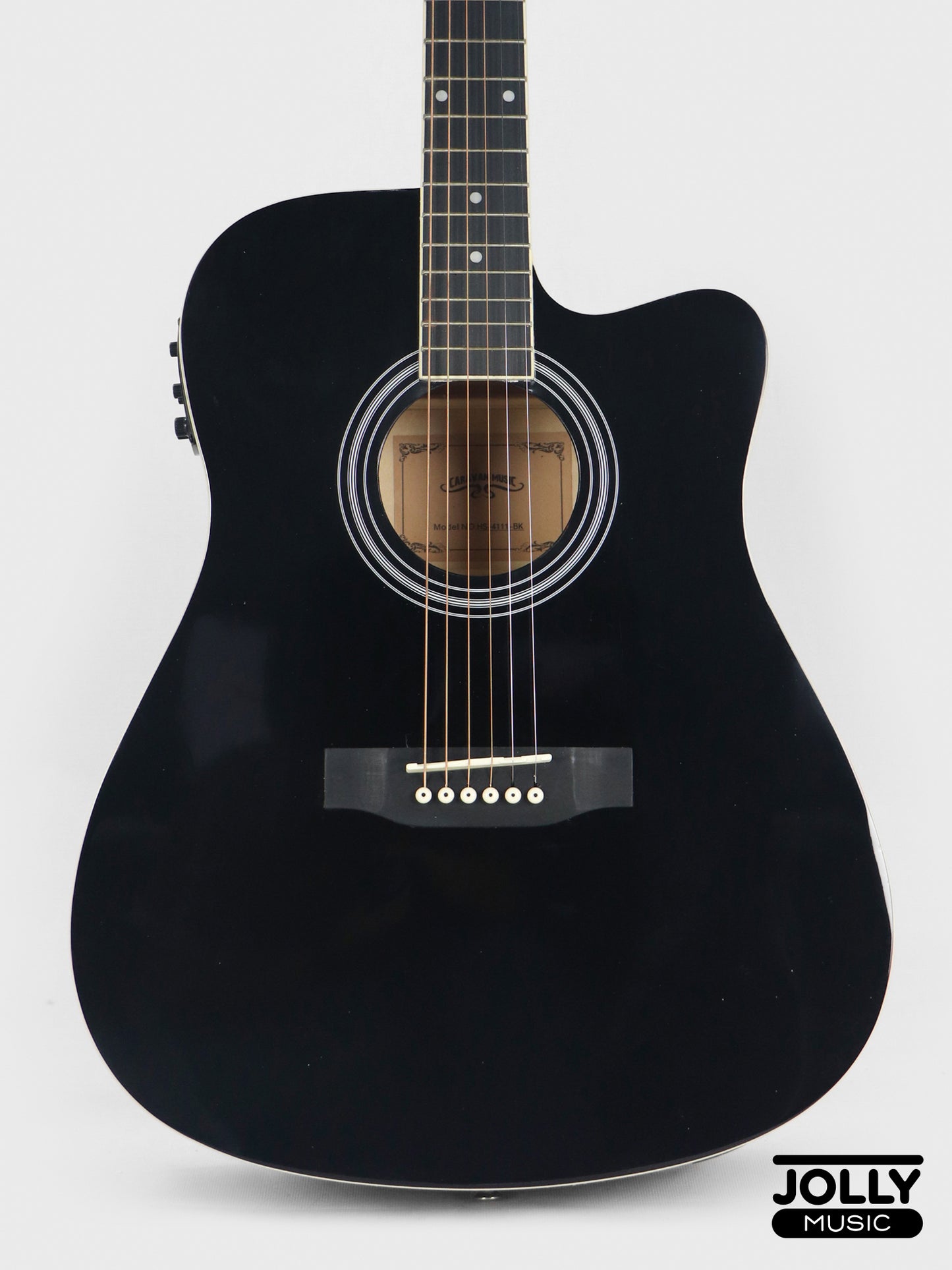 Caravan HS-4111 EQ Acoustic Electric Guitar - Black