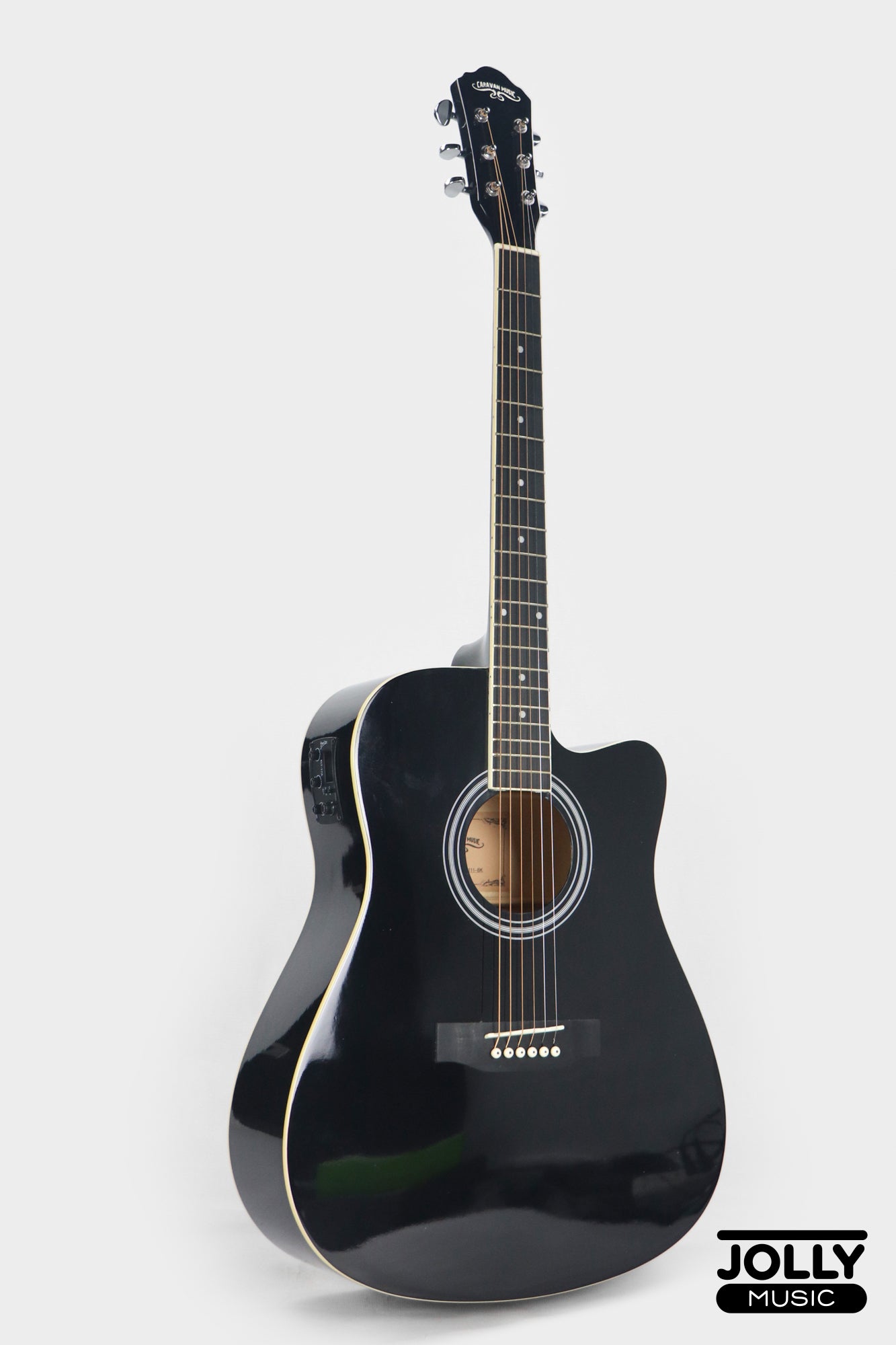 Caravan HS-4111 EQ Acoustic Electric Guitar - Black