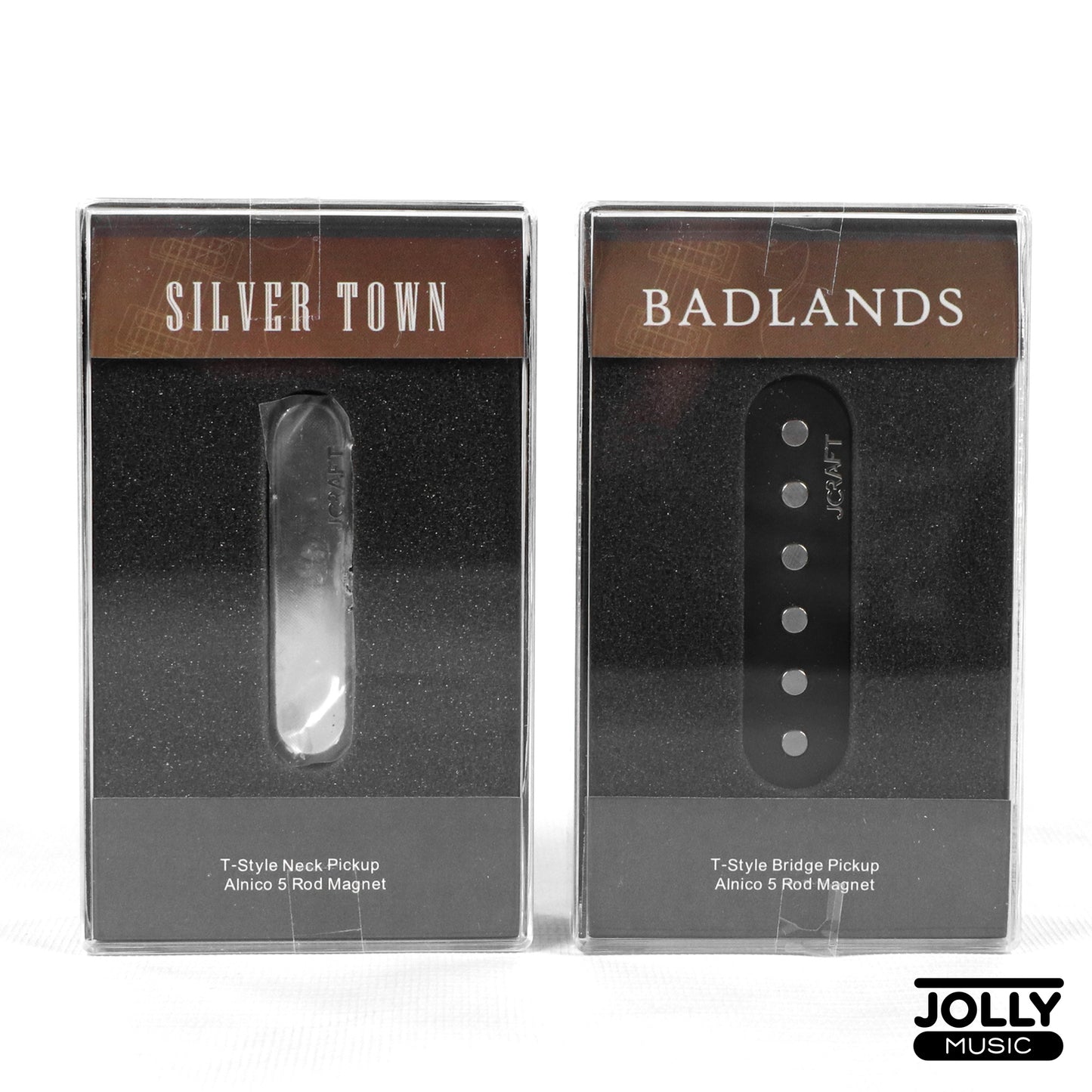 JCraft Classic Alnico Tele Pickup Set - silvertown neck + badlands bridge - Chrome / Black