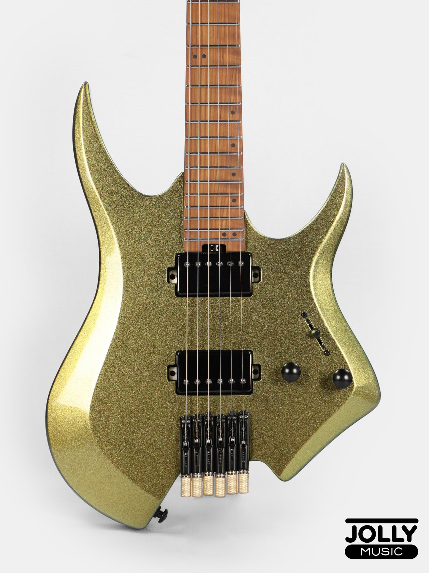 JCraft Aeon Headless Electric Guitar Fixed Bridge Stainless HEF-3 - Green Chameleon