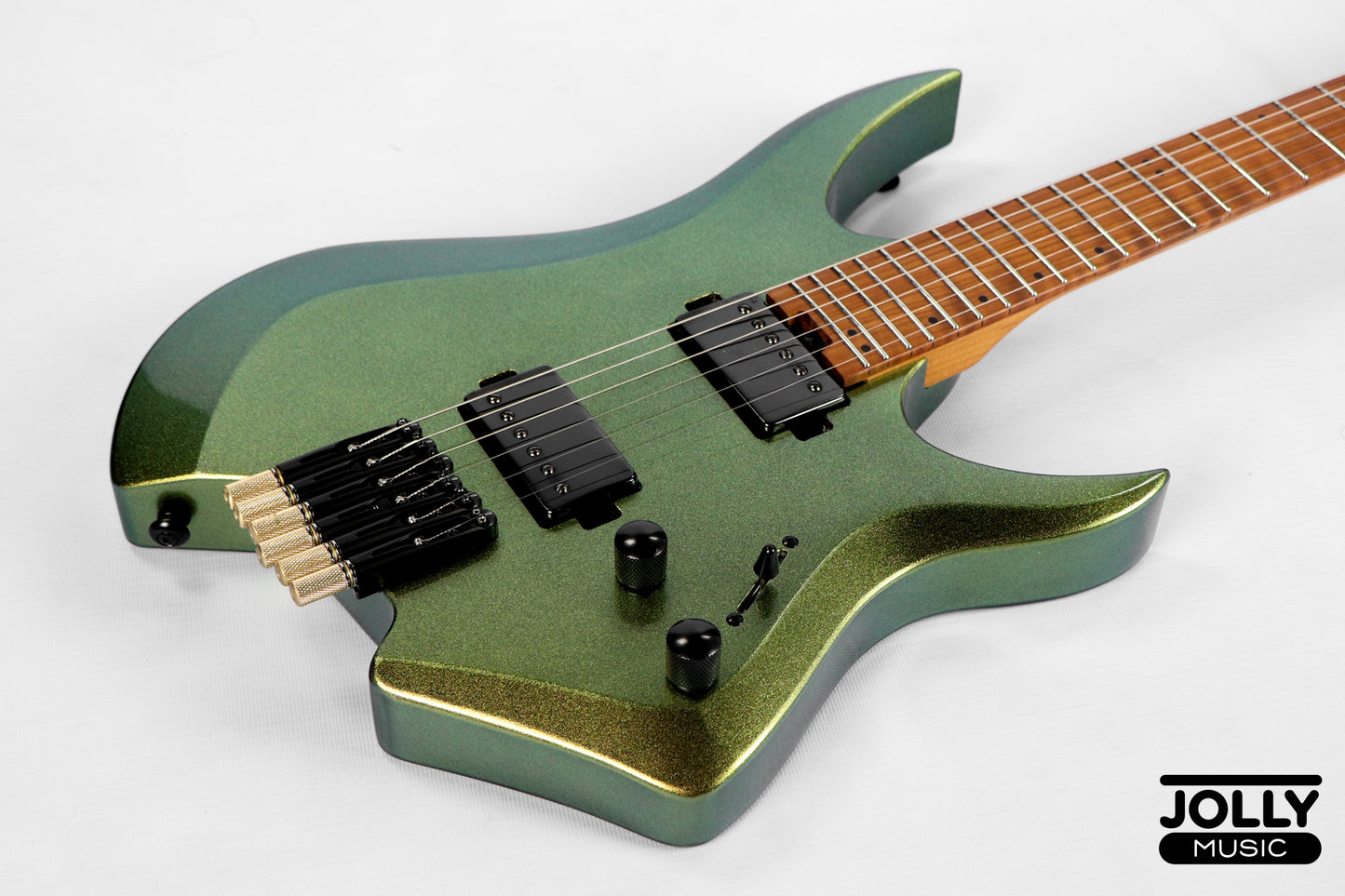 JCraft Aeon Headless Electric Guitar Fixed Bridge Stainless HEF-3 - Green Chameleon