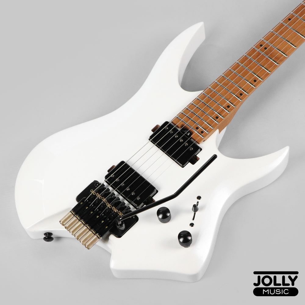 JCraft Aeon Headless Electric Guitar Locking Tremolo Stainless HTR-3 - Pearl White Metallic