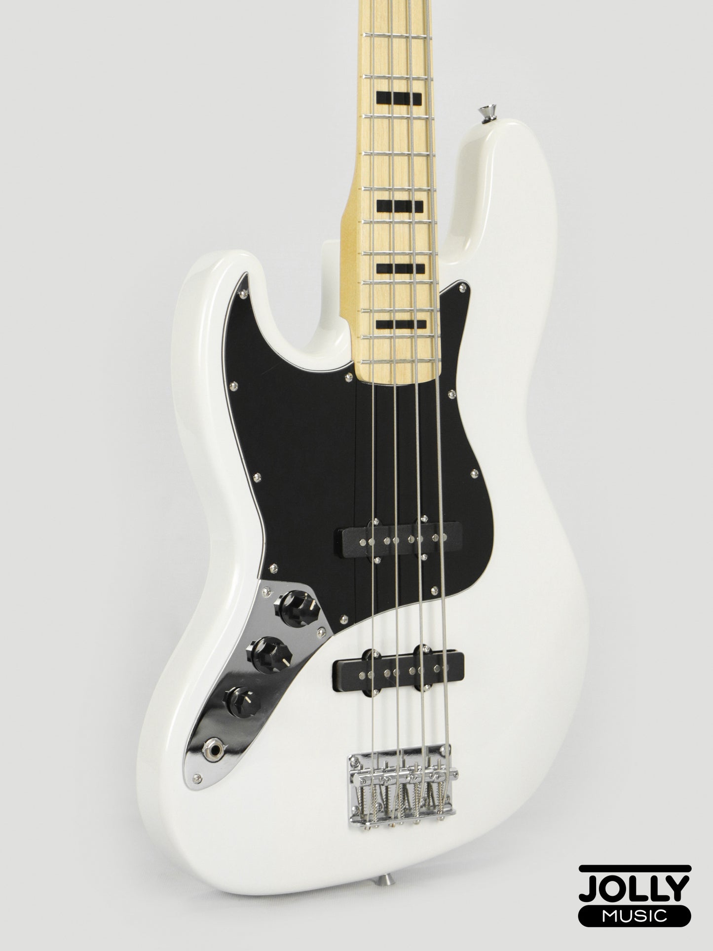 JCraft JB-1 Left Handed J-Offset 4-String Bass Guitar with Gigbag - White