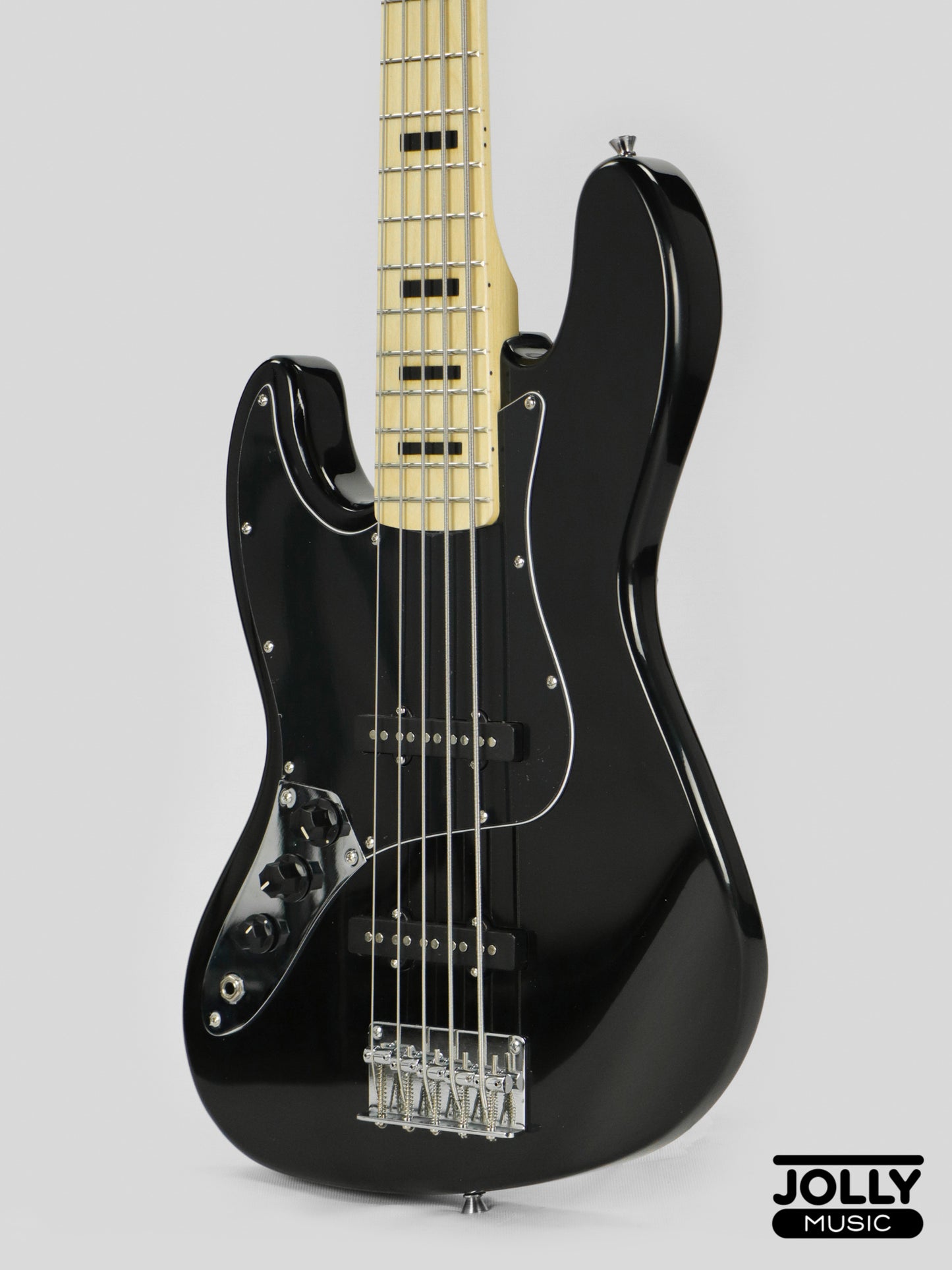 JCraft JB-1 Left Handed J-Offset 5-String Bass Guitar with Gigbag - Black