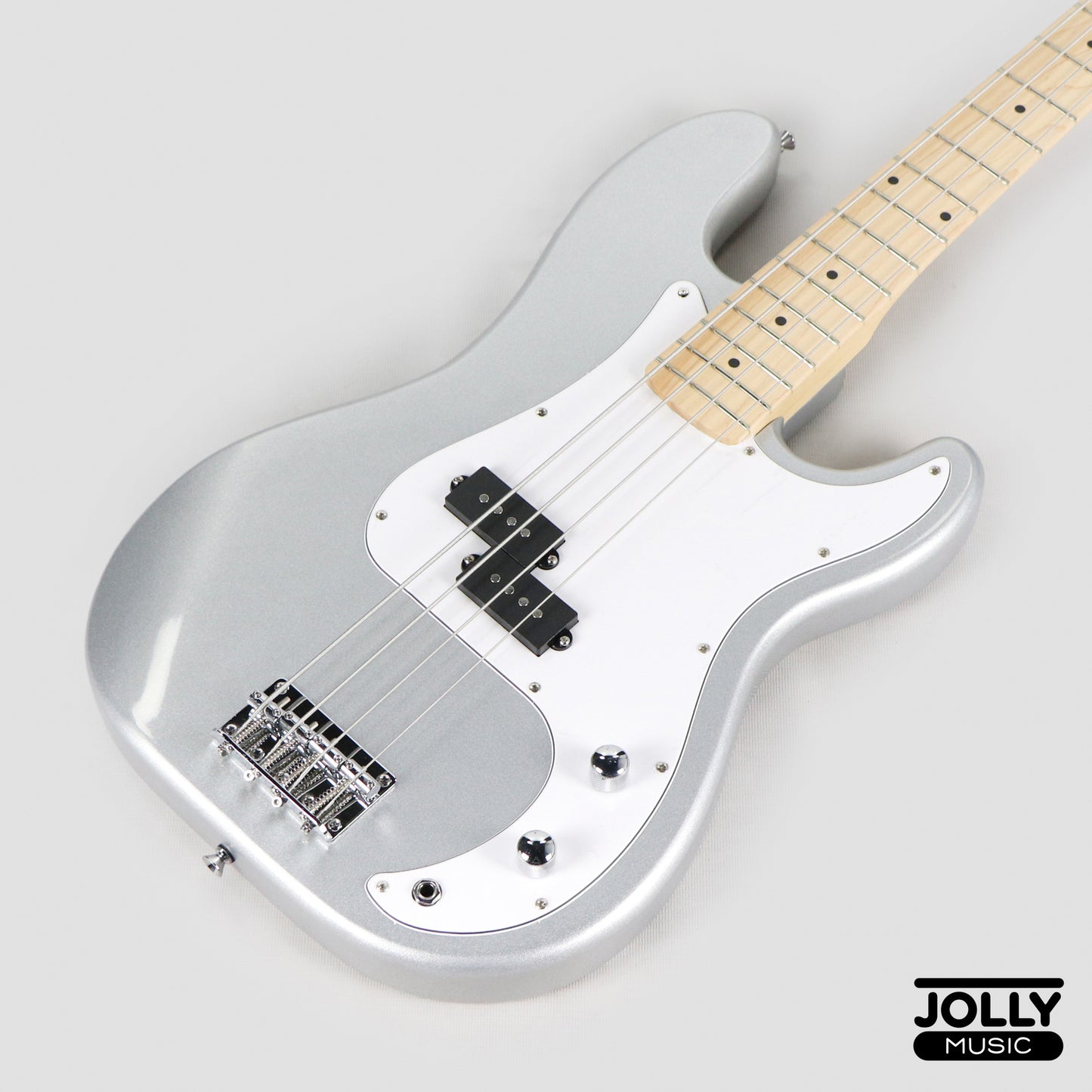 JCraft PB-1 4-String Electric Bass Guitar with Gigbag - Silver Sky
