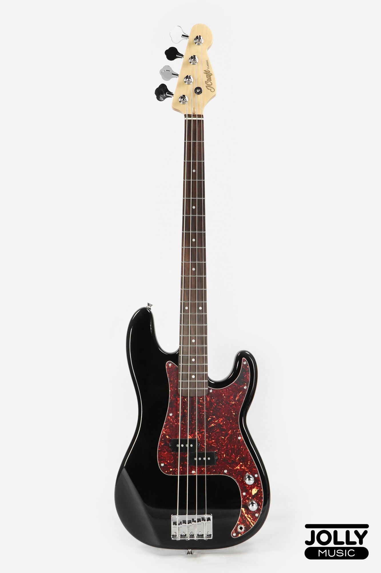 JCraft PB-2 4-String Stainless Frets Bass Guitar - Black
