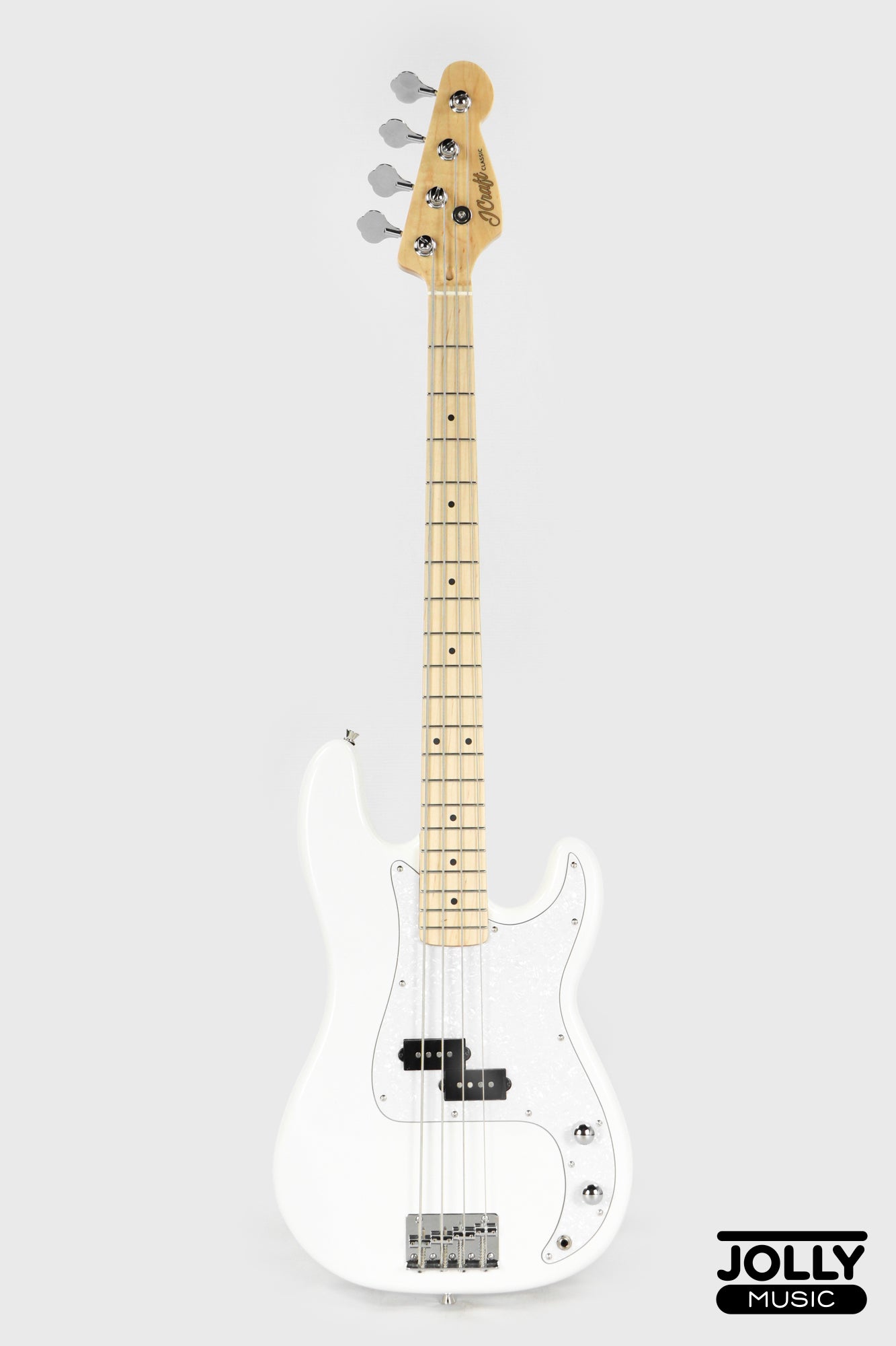 JCraft PB-2 4-String Stainless Frets Bass Guitar - Pearl White