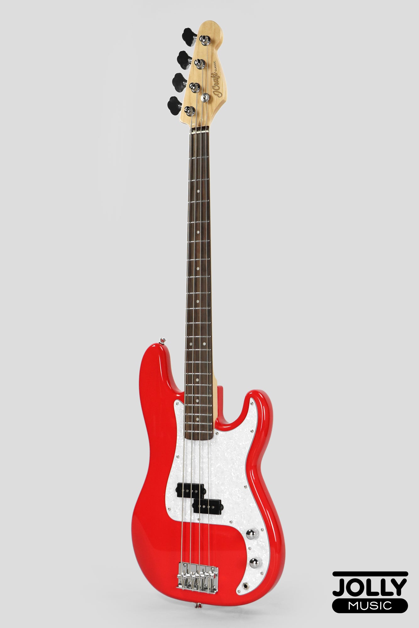 JCraft PB-2 4-String Stainless Frets Bass Guitar - Red