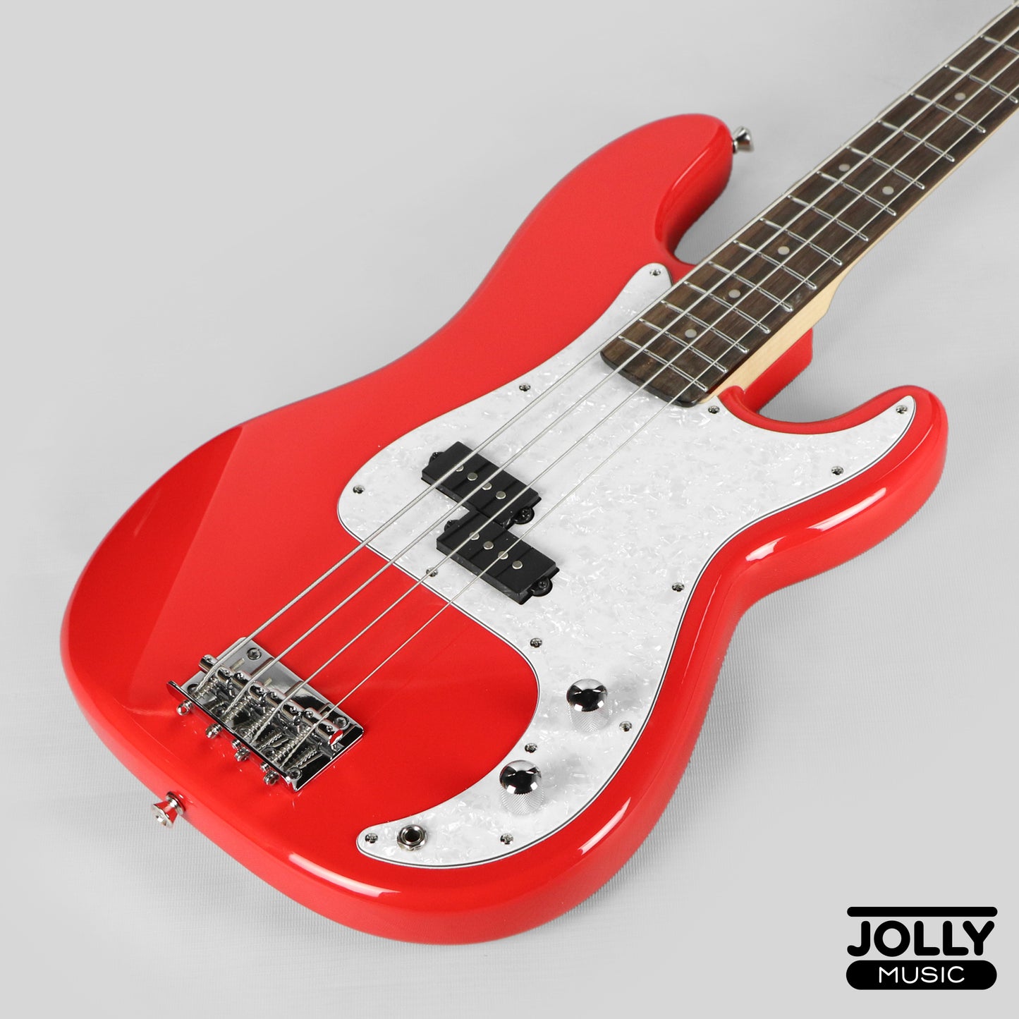 JCraft PB-2 4-String Stainless Frets Bass Guitar - Red