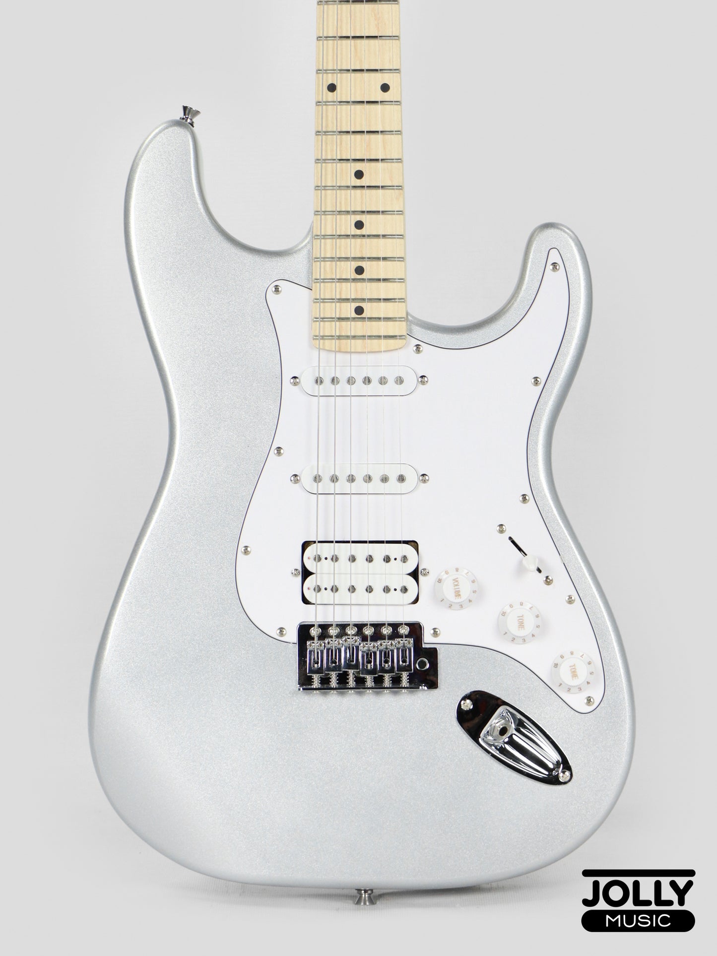 JCraft S-1H HSS Electric Guitar with Gigbag - Silver Sky