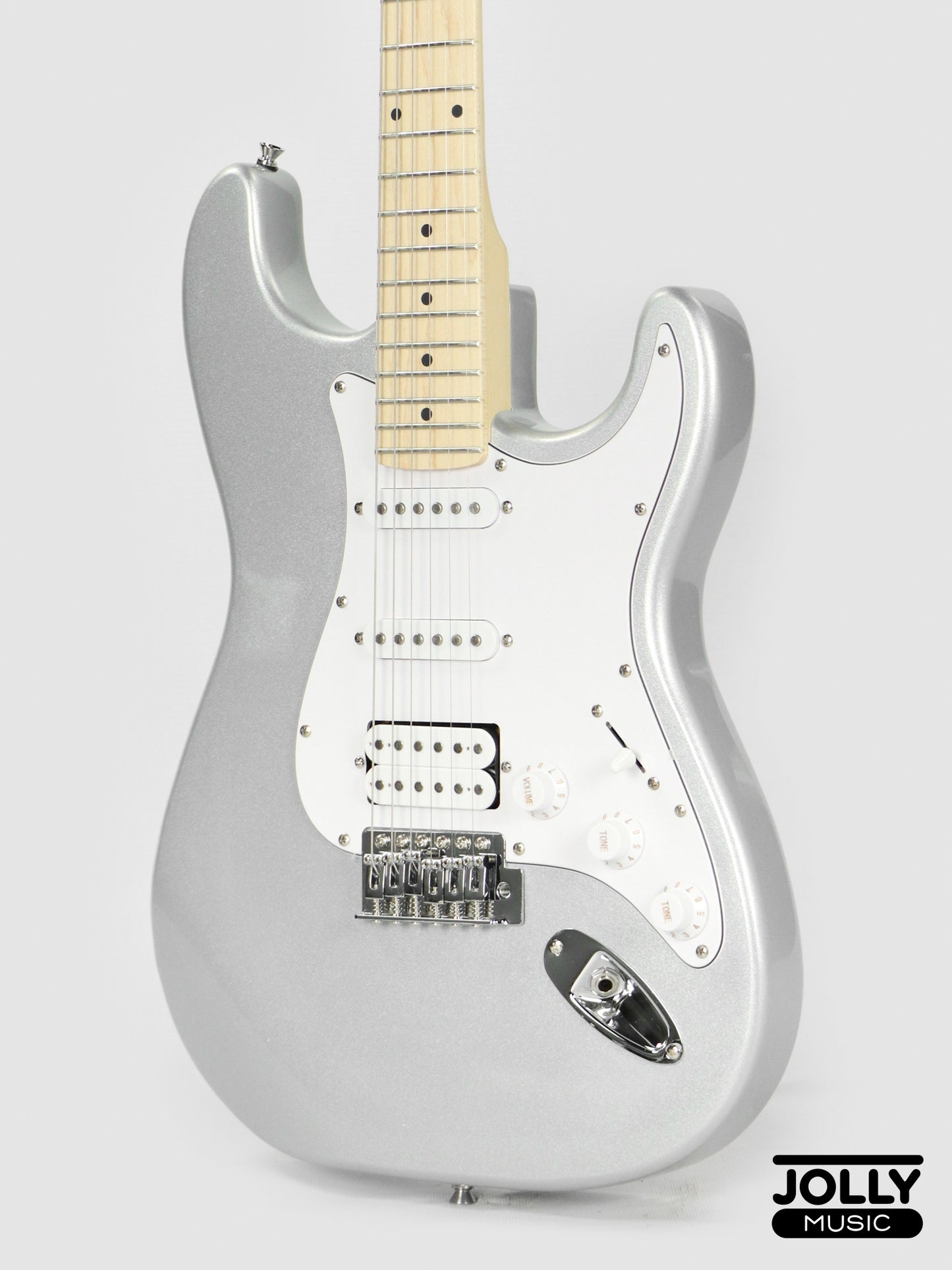 JCraft S-1H HSS Electric Guitar with Gigbag - Silver Sky