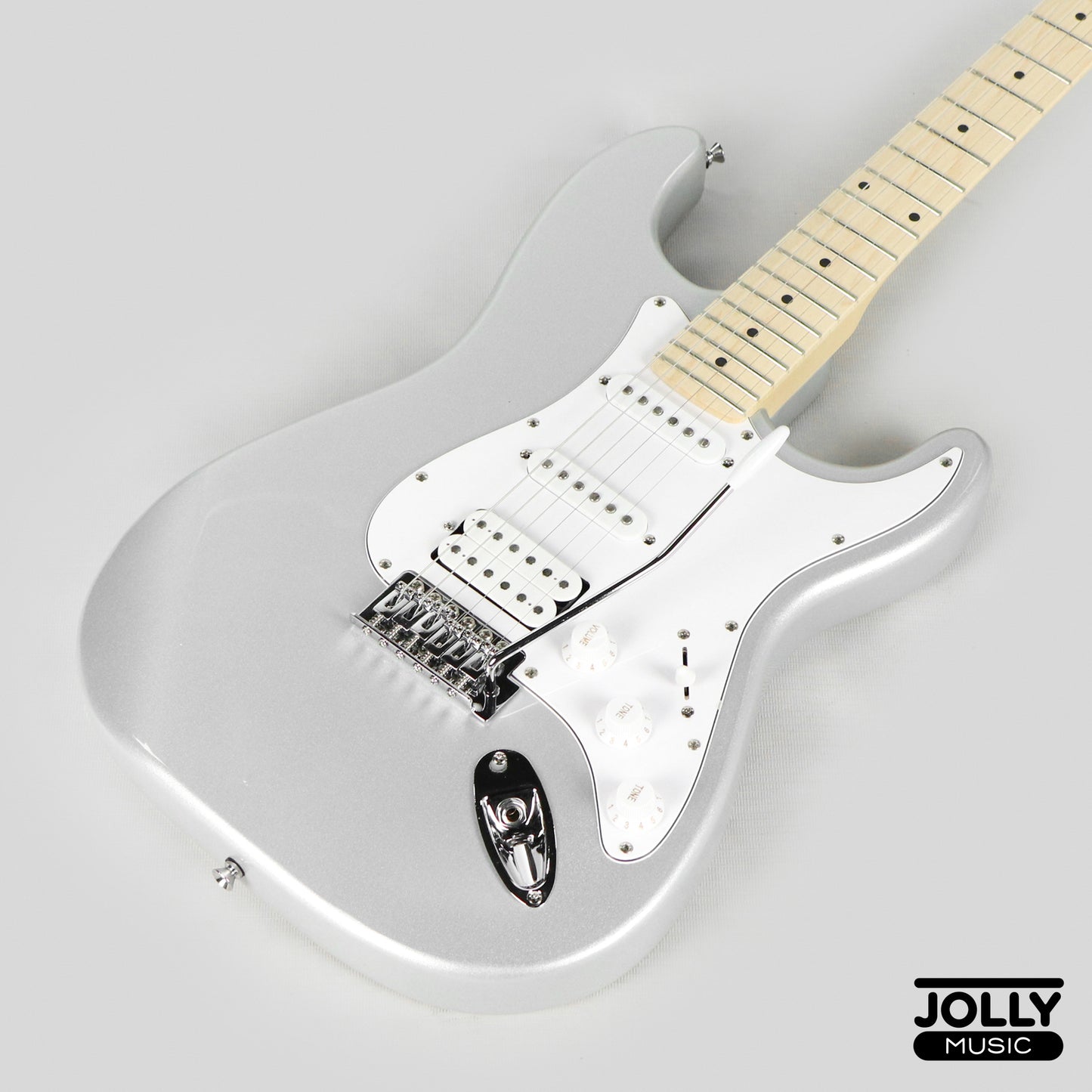 JCraft S-1H HSS Electric Guitar with Gigbag - Silver Sky