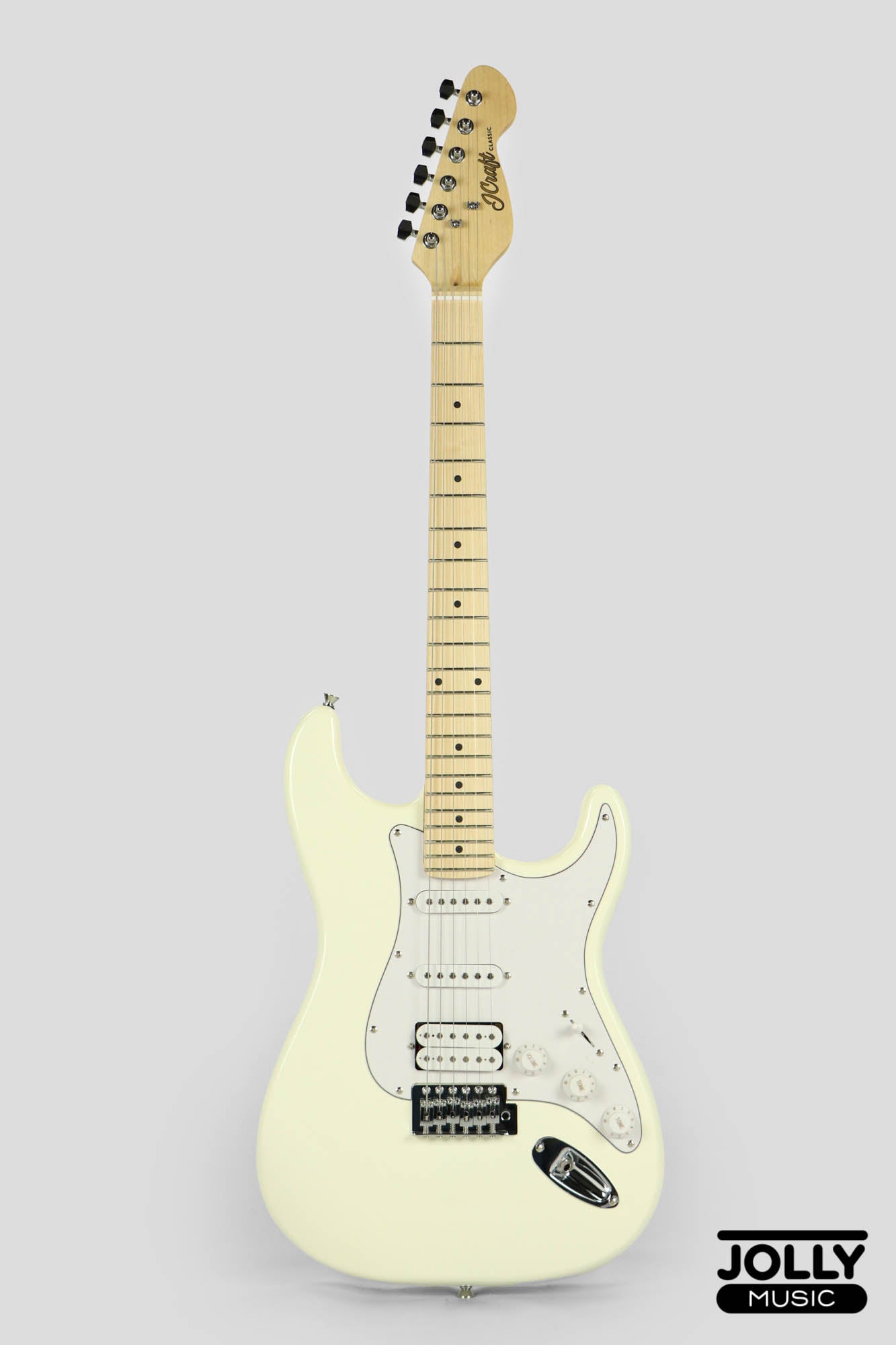 JCraft S-1H HSS Electric Guitar with Gigbag - Milky White