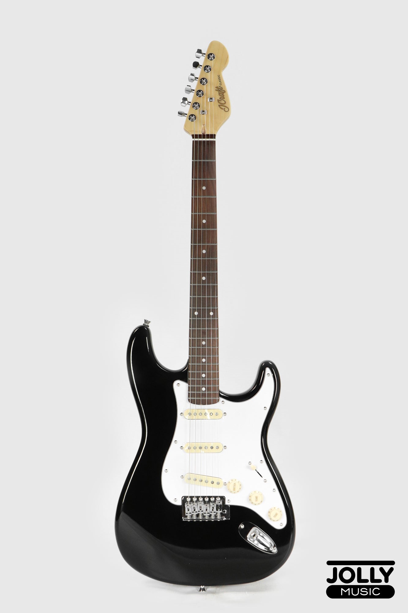 JCraft S-2 Stratocaster Stainless Frets Electric Guitar - RW / Black