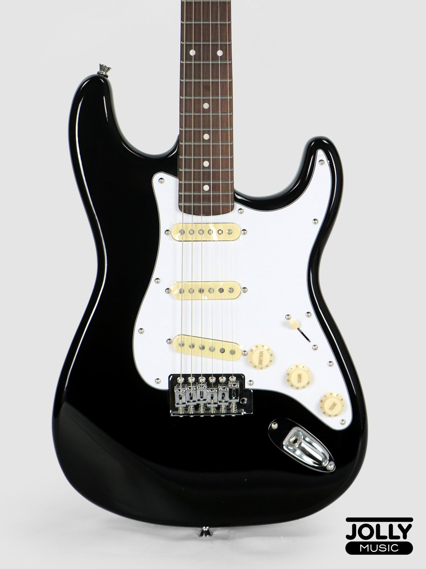 JCraft S-2 Stratocaster Stainless Frets Electric Guitar - RW / Black