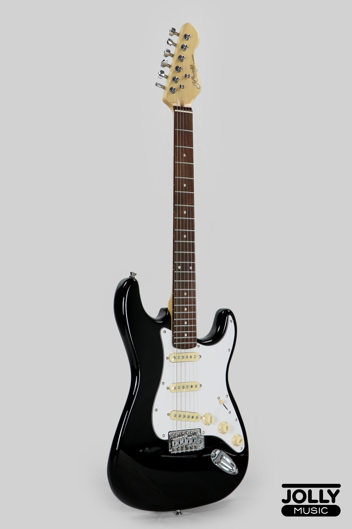 JCraft S-2 Stratocaster Stainless Frets Electric Guitar - RW / Black