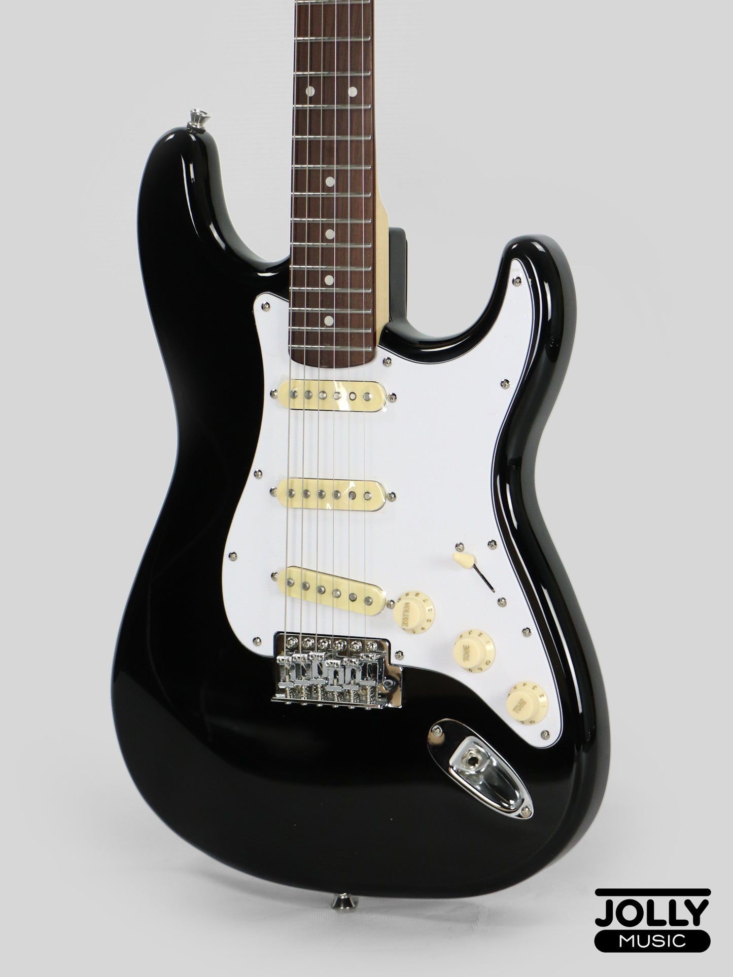JCraft S-2 Stratocaster Stainless Frets Electric Guitar - RW / Black