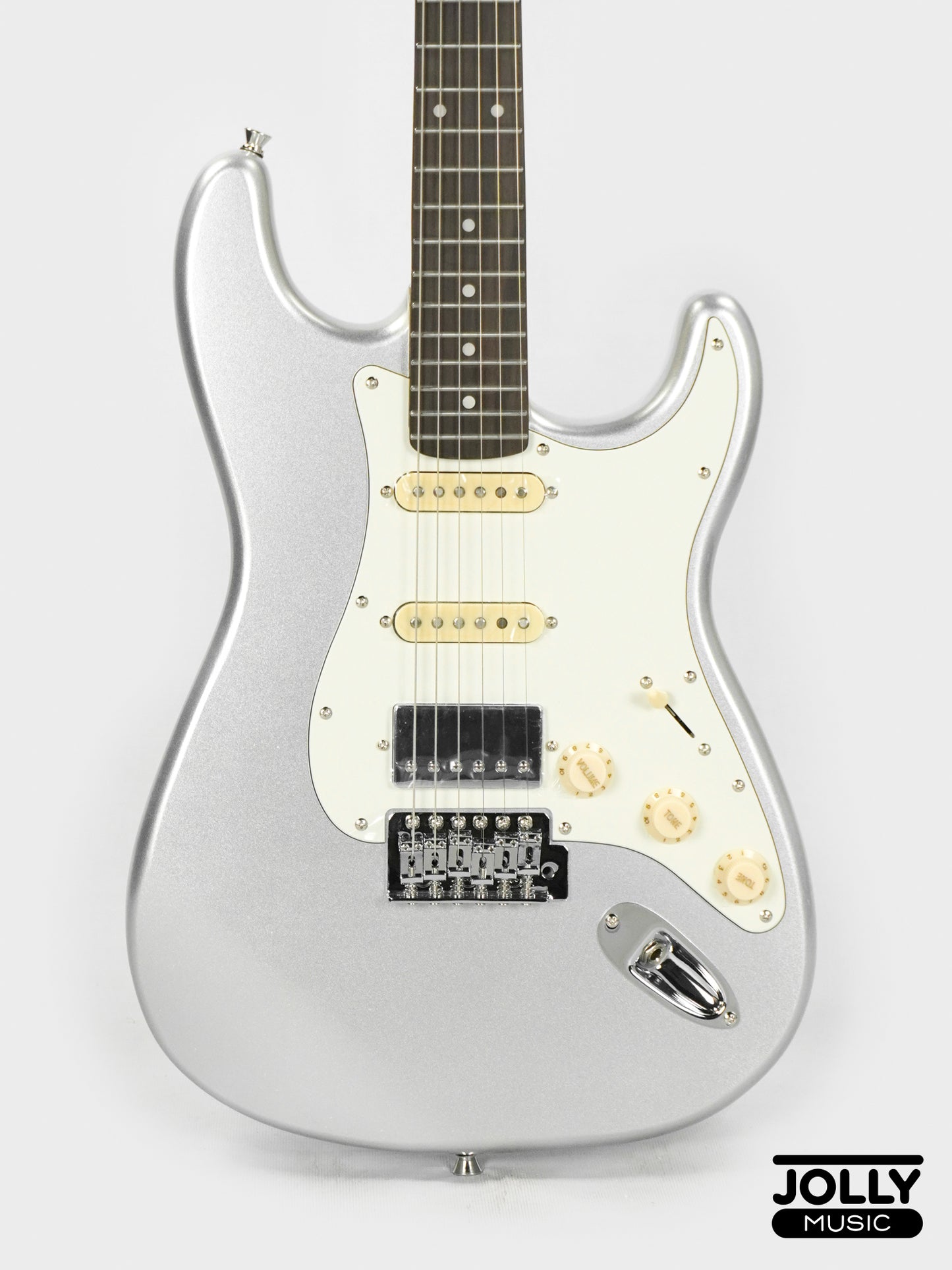 JCraft S-2HC HSS Stratocaster Stainless Frets Electric Guitar RW Chrome PU - Metallic Silver