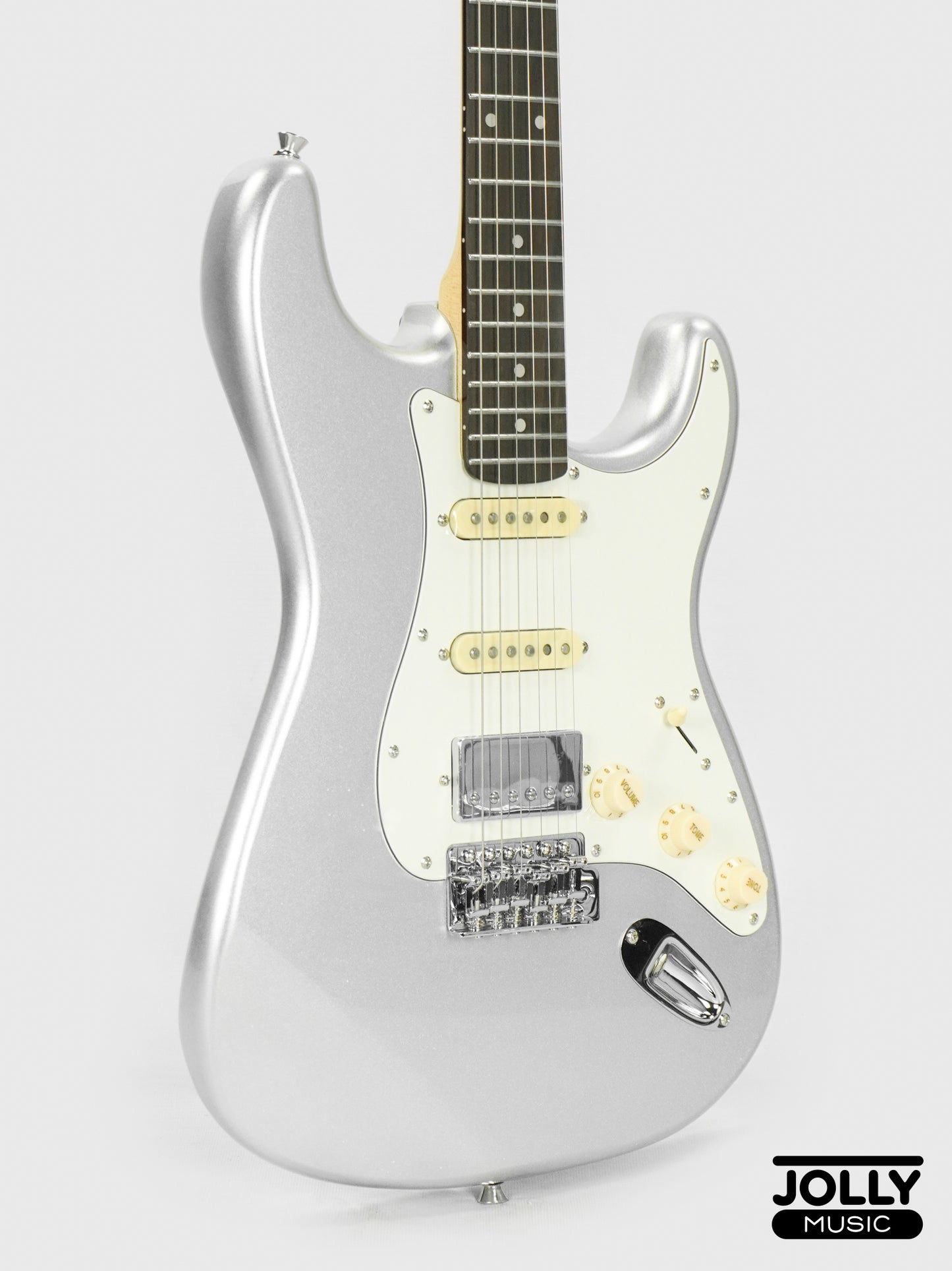 JCraft S-2HC HSS Stratocaster Stainless Frets Electric Guitar RW Chrome PU - Metallic Silver