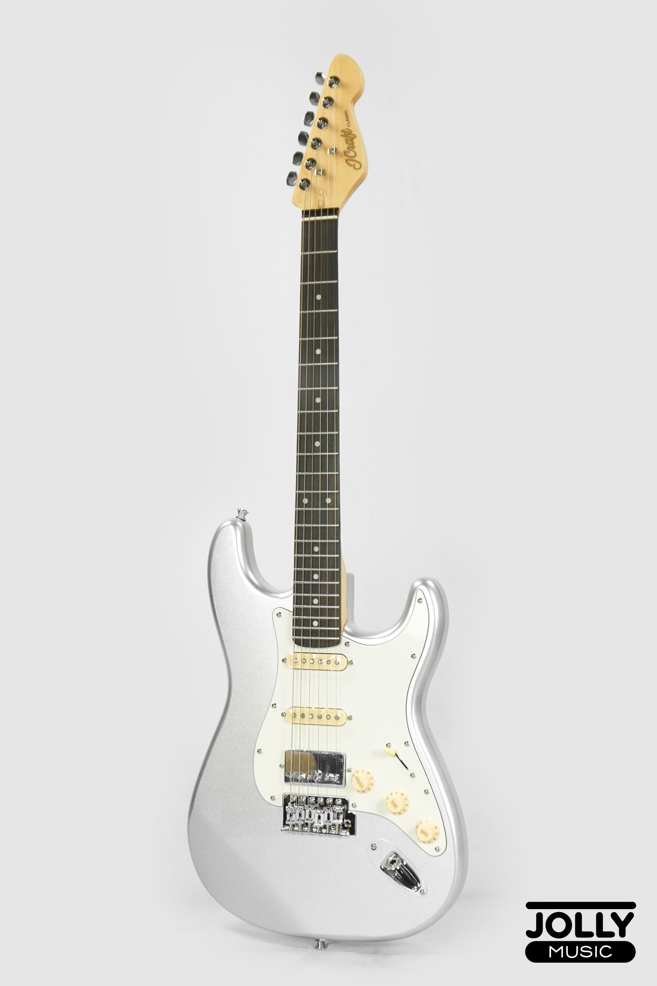 JCraft S-2HC HSS Stratocaster Stainless Frets Electric Guitar RW Chrome PU - Metallic Silver