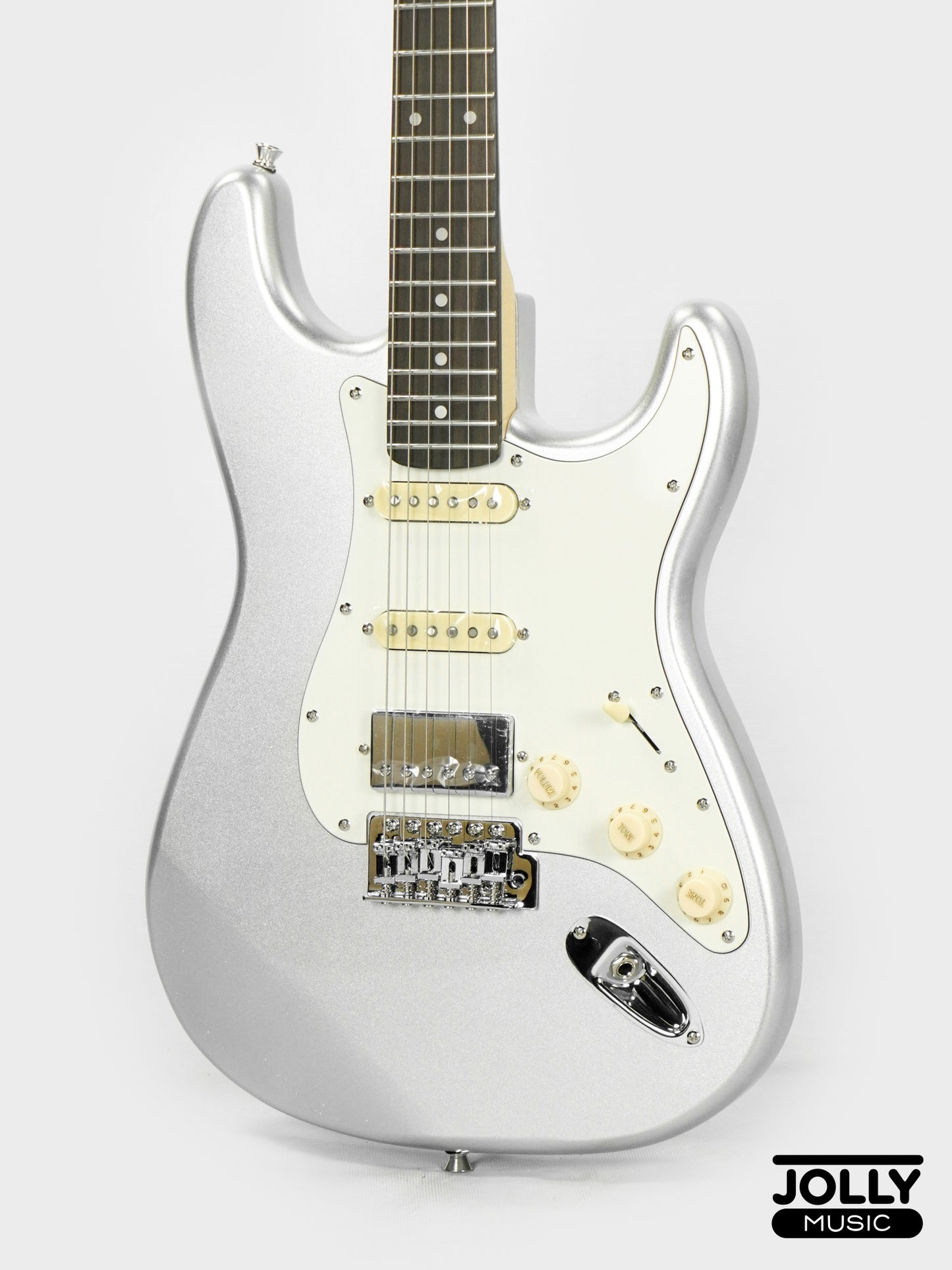 JCraft S-2HC HSS Stratocaster Stainless Frets Electric Guitar RW Chrome PU - Metallic Silver