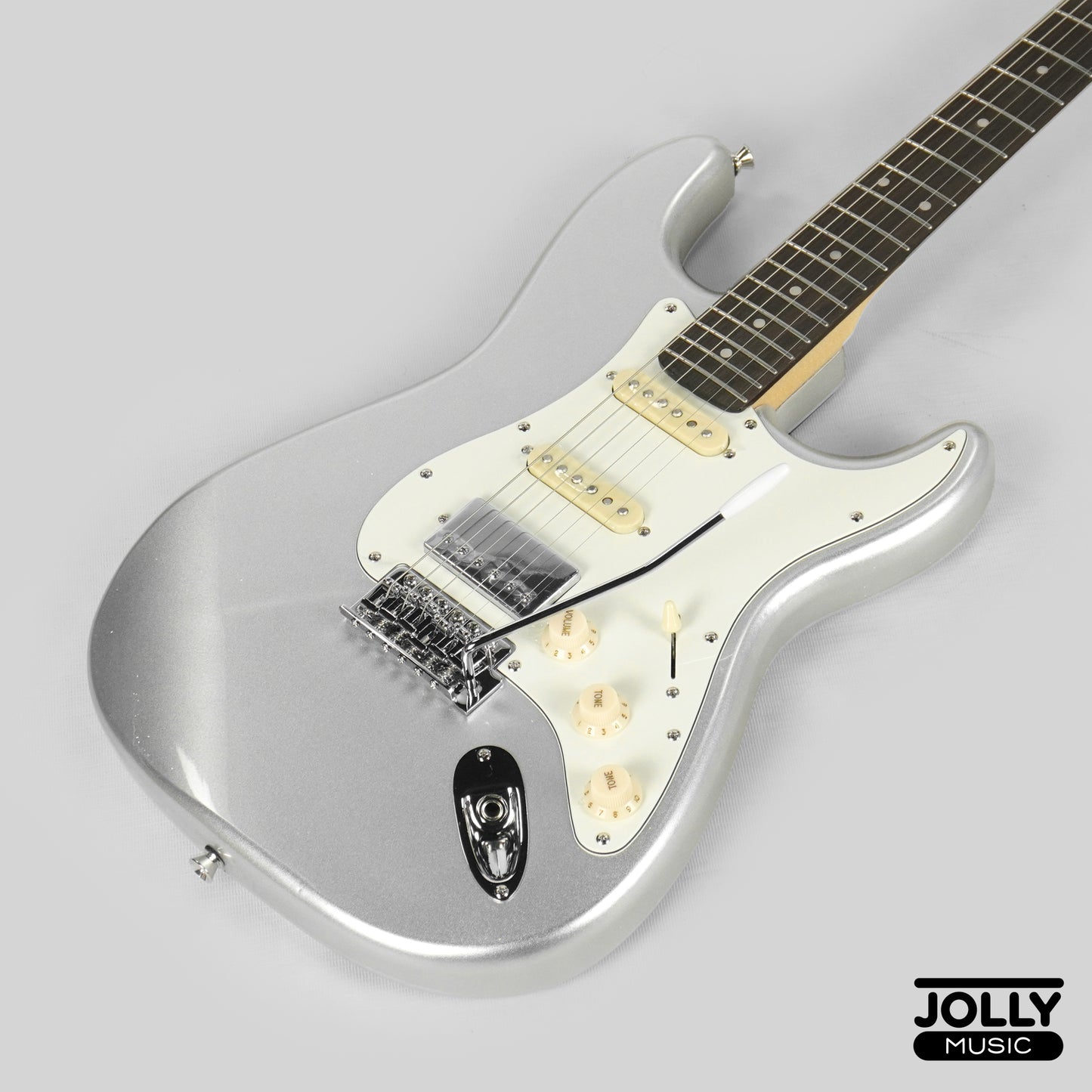 JCraft S-2HC HSS Stratocaster Stainless Frets Electric Guitar RW Chrome PU - Metallic Silver