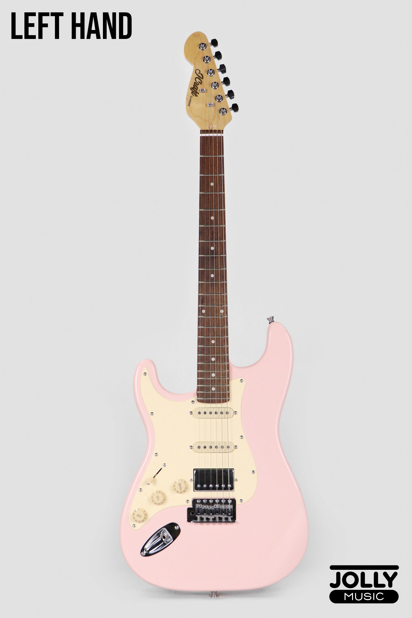 JCraft S-2HC HSS Left-Handed Electric Guitar with Gigbag - Shell Pink