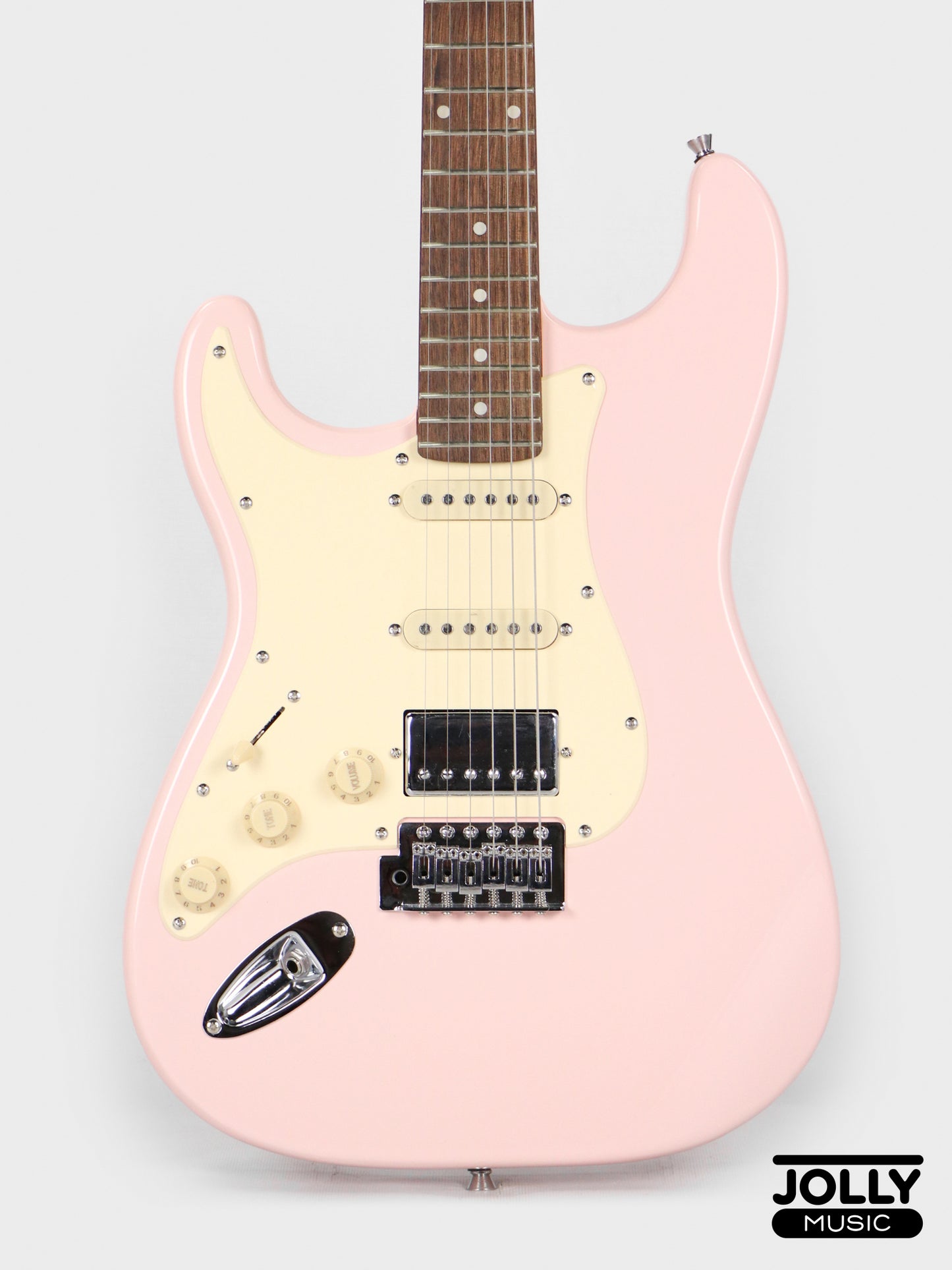 JCraft S-2HC HSS Left-Handed Electric Guitar with Gigbag - Shell Pink