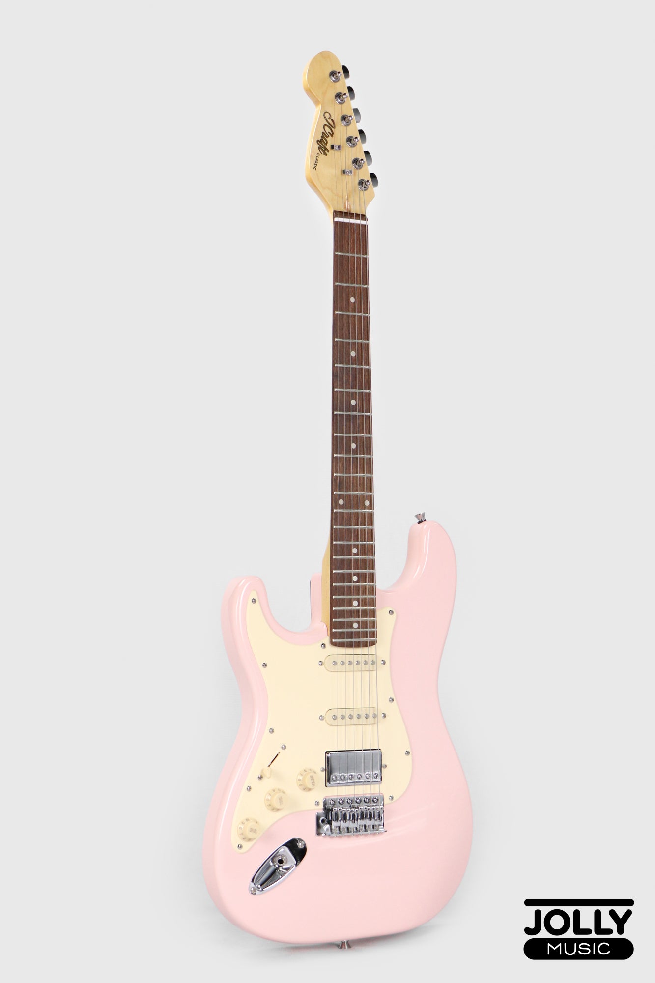 JCraft S-2HC HSS Left-Handed Electric Guitar with Gigbag - Shell Pink