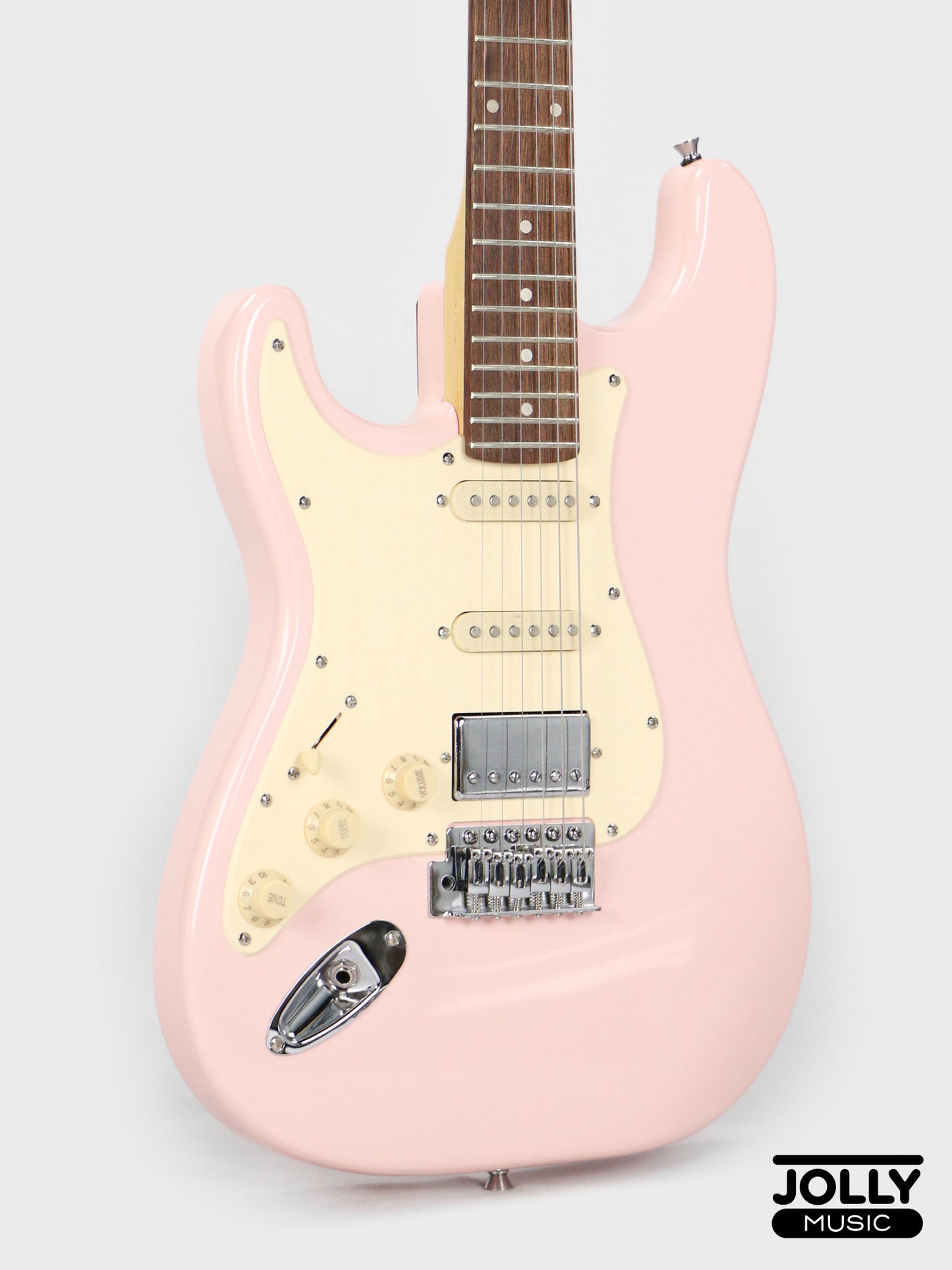 JCraft S-2HC HSS Left-Handed Electric Guitar with Gigbag - Shell Pink