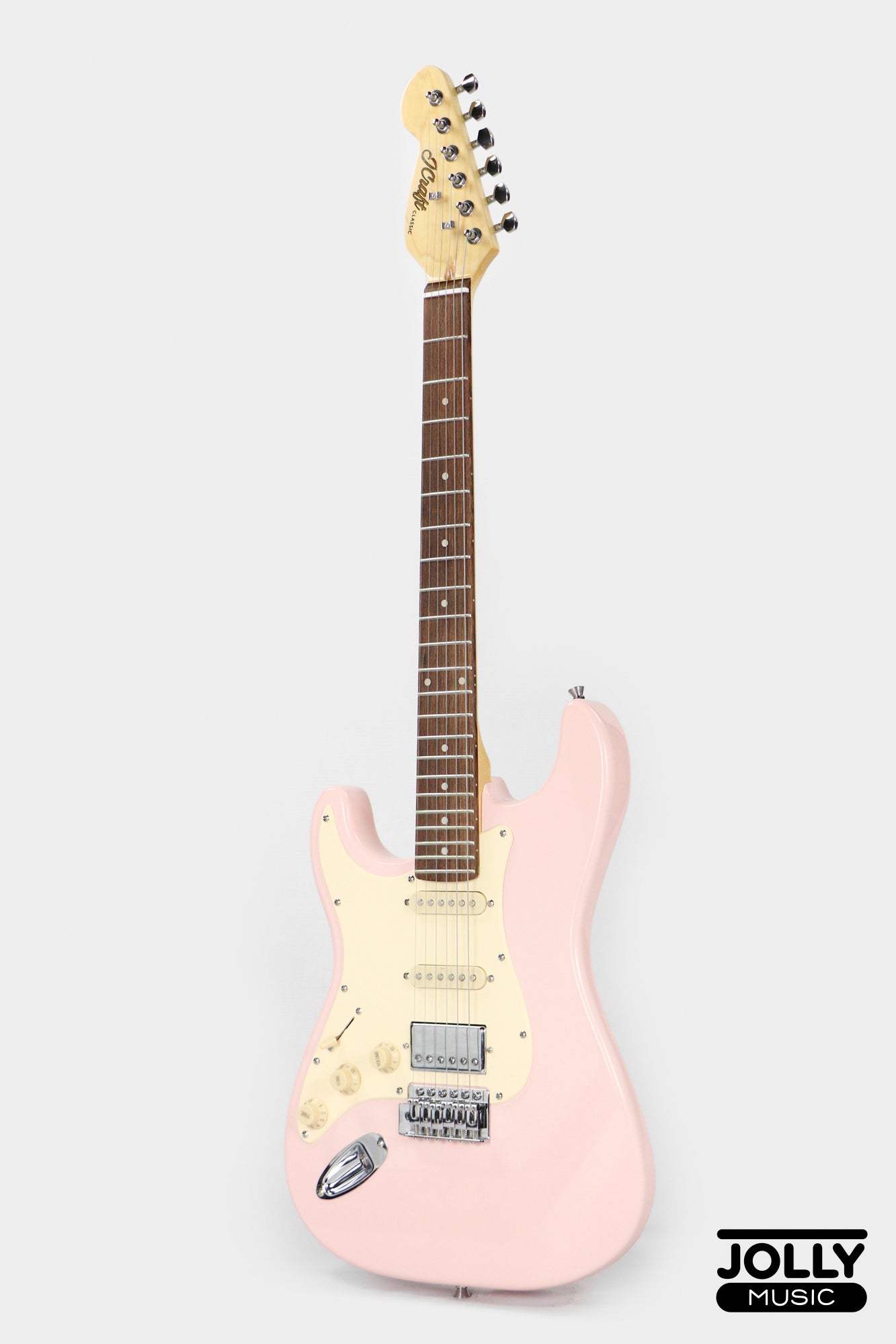 JCraft S-2HC HSS Left-Handed Electric Guitar with Gigbag - Shell Pink
