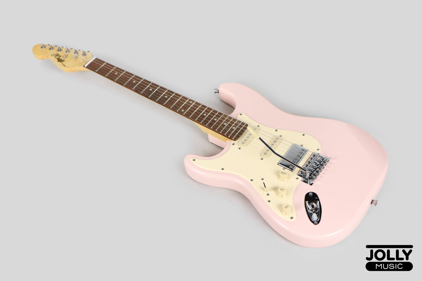 JCraft S-2HC HSS Left-Handed Electric Guitar with Gigbag - Shell Pink