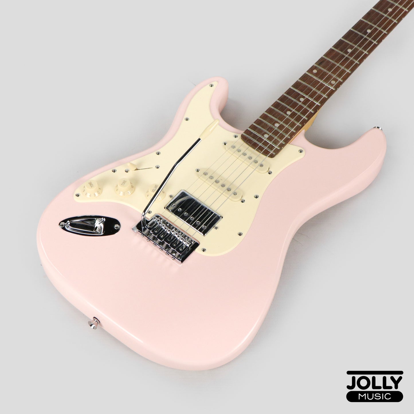 JCraft S-2HC HSS Left-Handed Electric Guitar with Gigbag - Shell Pink