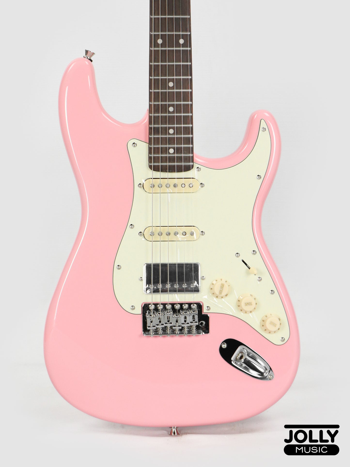 JCraft S-2HC HSS Stratocaster Stainless Frets Electric Guitar Rosewood / Chrome PU - Pink