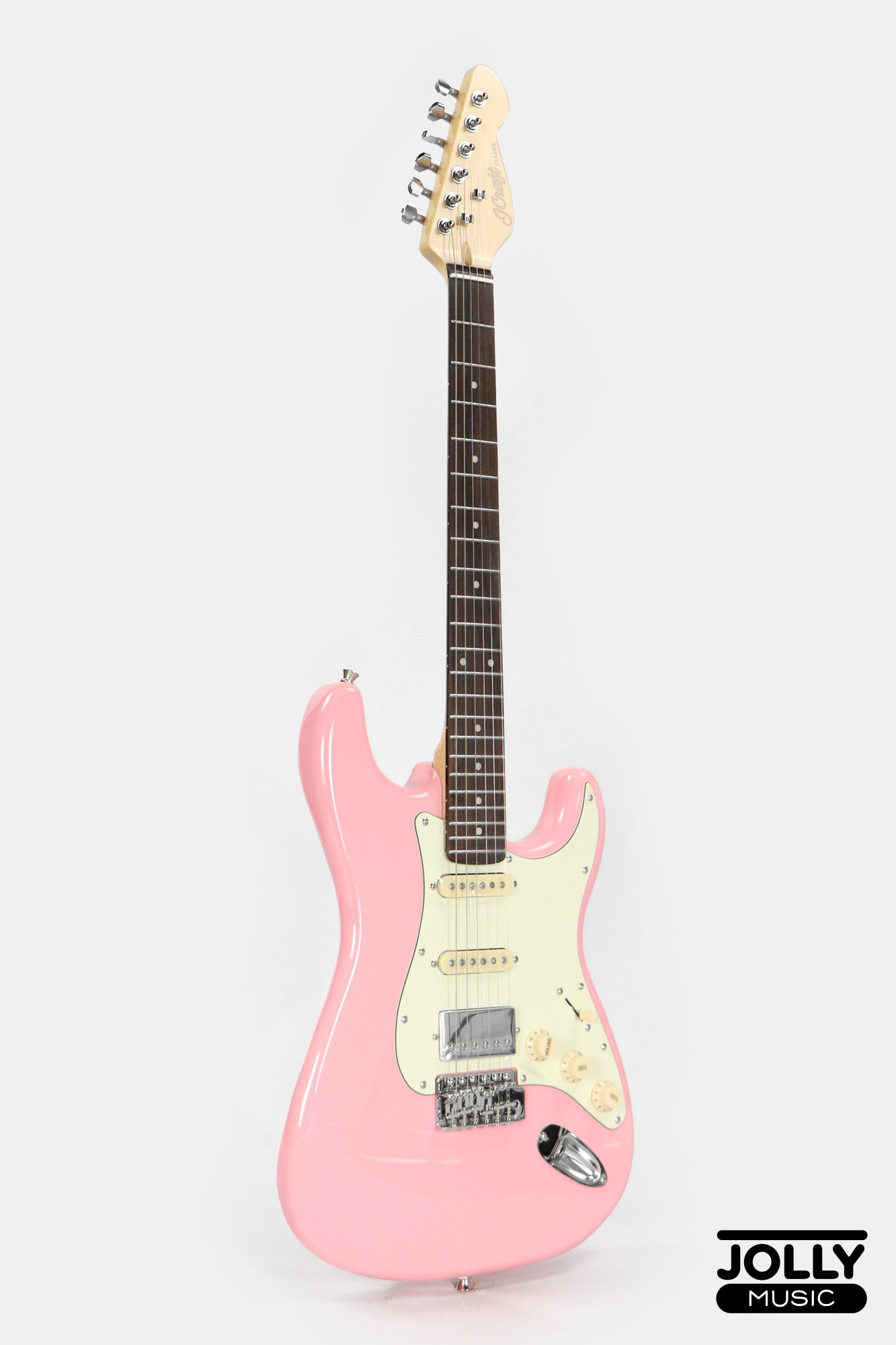 JCraft S-2HC HSS Stratocaster Stainless Frets Electric Guitar Rosewood / Chrome PU - Pink