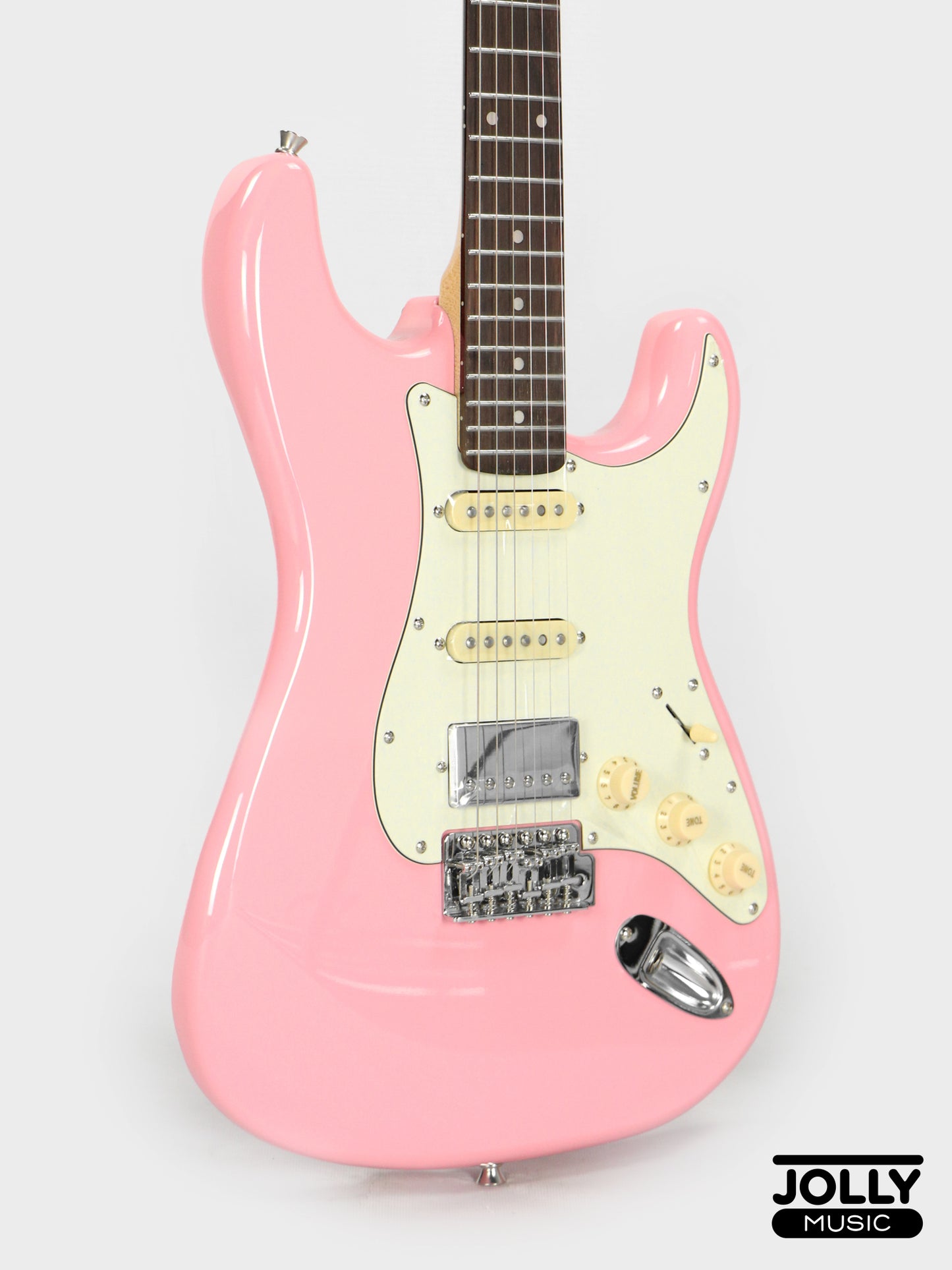 JCraft S-2HC HSS Stratocaster Stainless Frets Electric Guitar Rosewood / Chrome PU - Pink