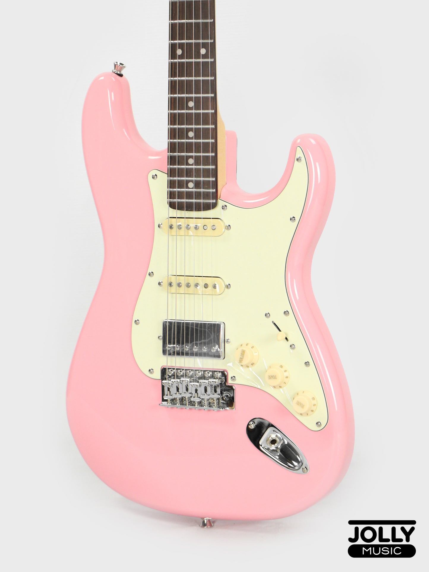 JCraft S-2HC HSS Stratocaster Stainless Frets Electric Guitar Rosewood / Chrome PU - Pink
