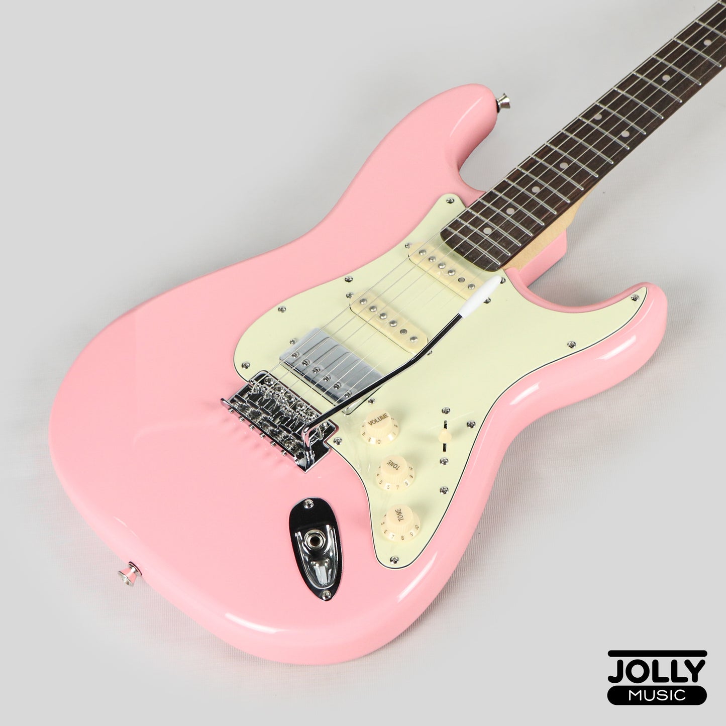 JCraft S-2HC HSS Stratocaster Stainless Frets Electric Guitar Rosewood / Chrome PU - Pink