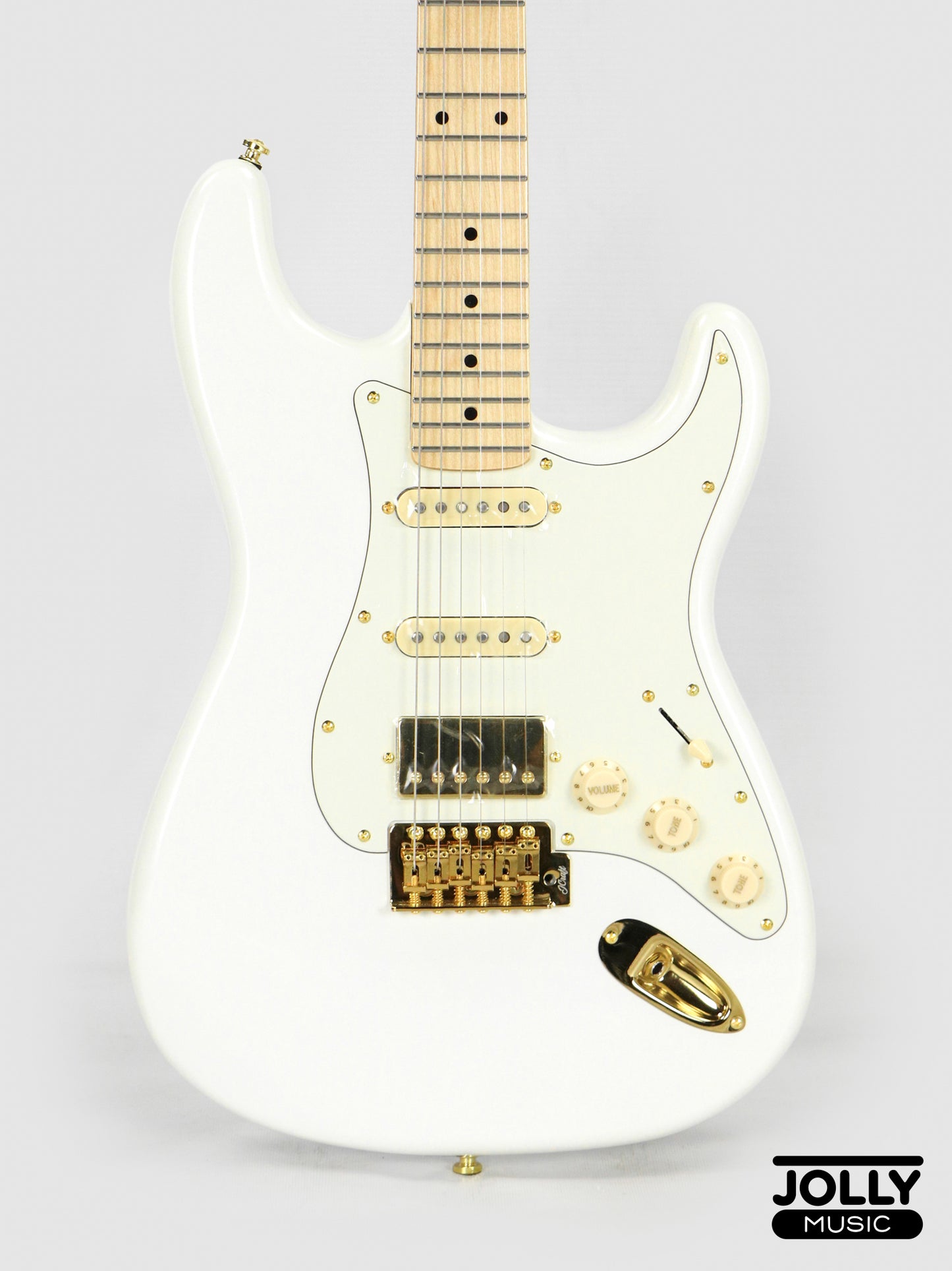 JCraft S-2HC HSS Stratocaster Stainless Frets Electric Guitar Maple / Gold HW - Pearl White