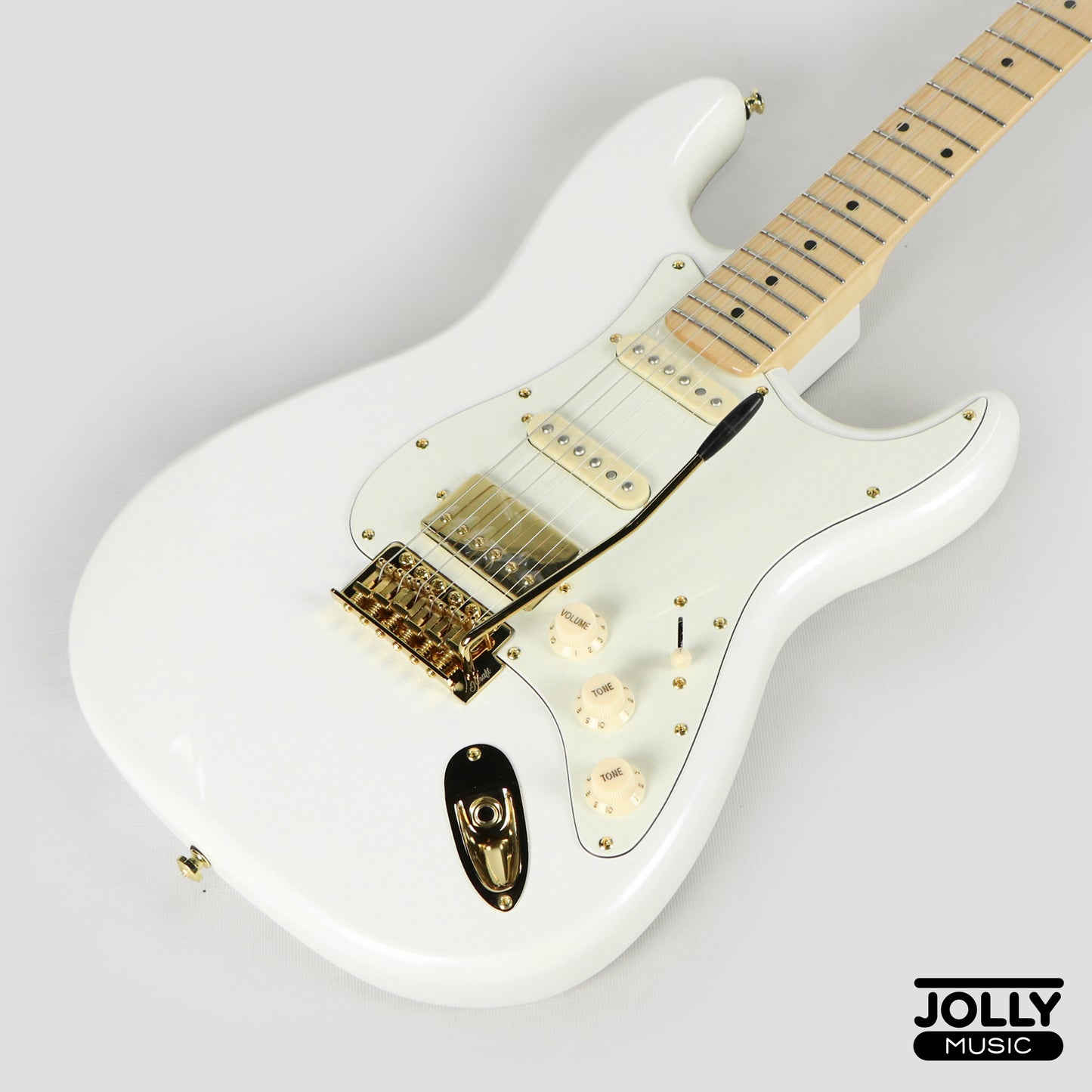 JCraft S-2HC HSS Stratocaster Stainless Frets Electric Guitar Maple / Gold HW - Pearl White