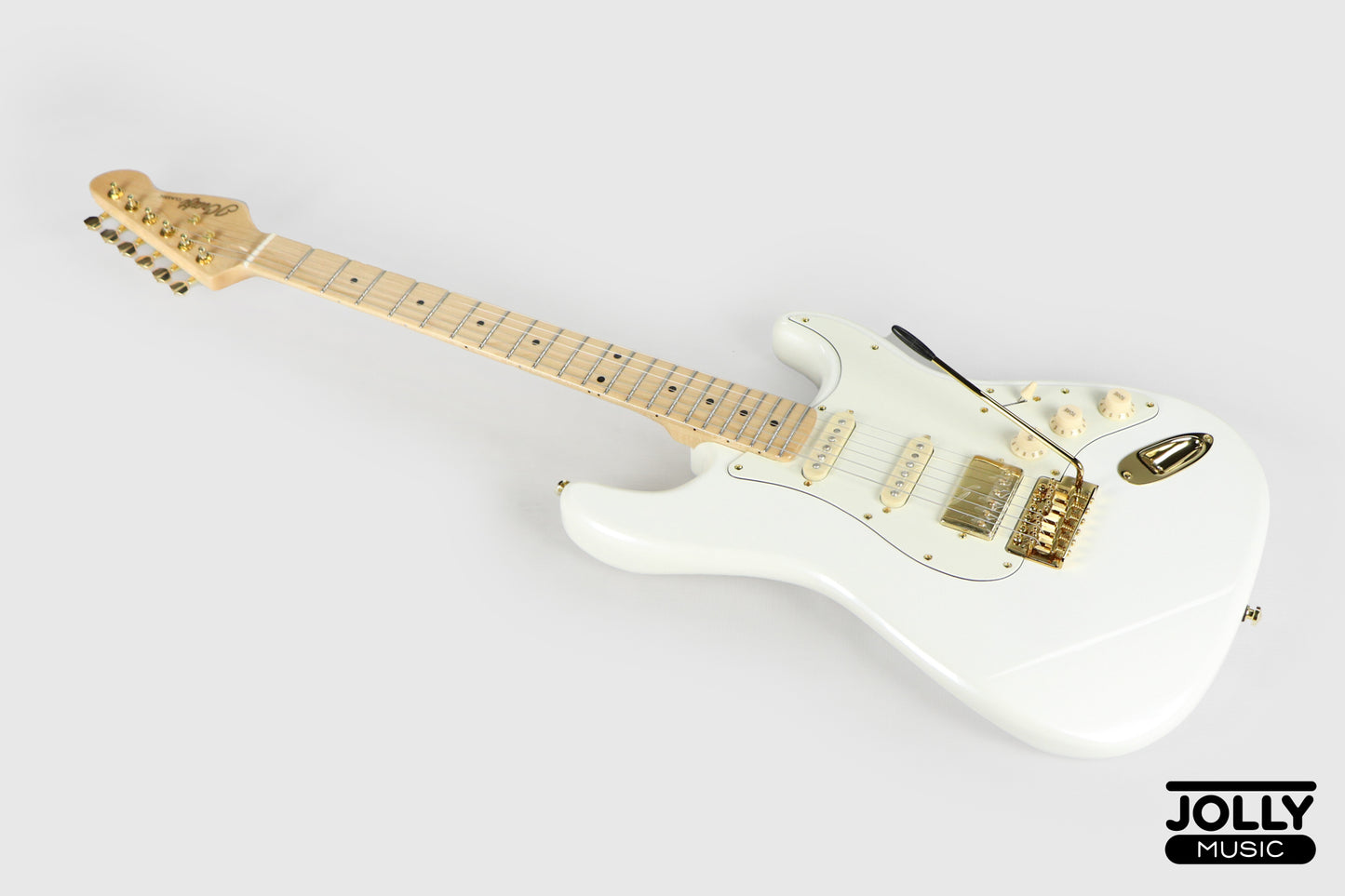 JCraft S-2HC HSS Stratocaster Stainless Frets Electric Guitar Maple / Gold HW - Pearl White