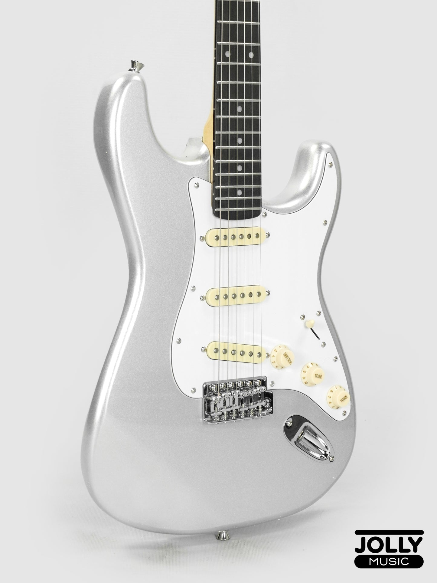 JCraft S-2 Stratocaster Stainless Frets Electric Guitar - RW / Metallic Silver