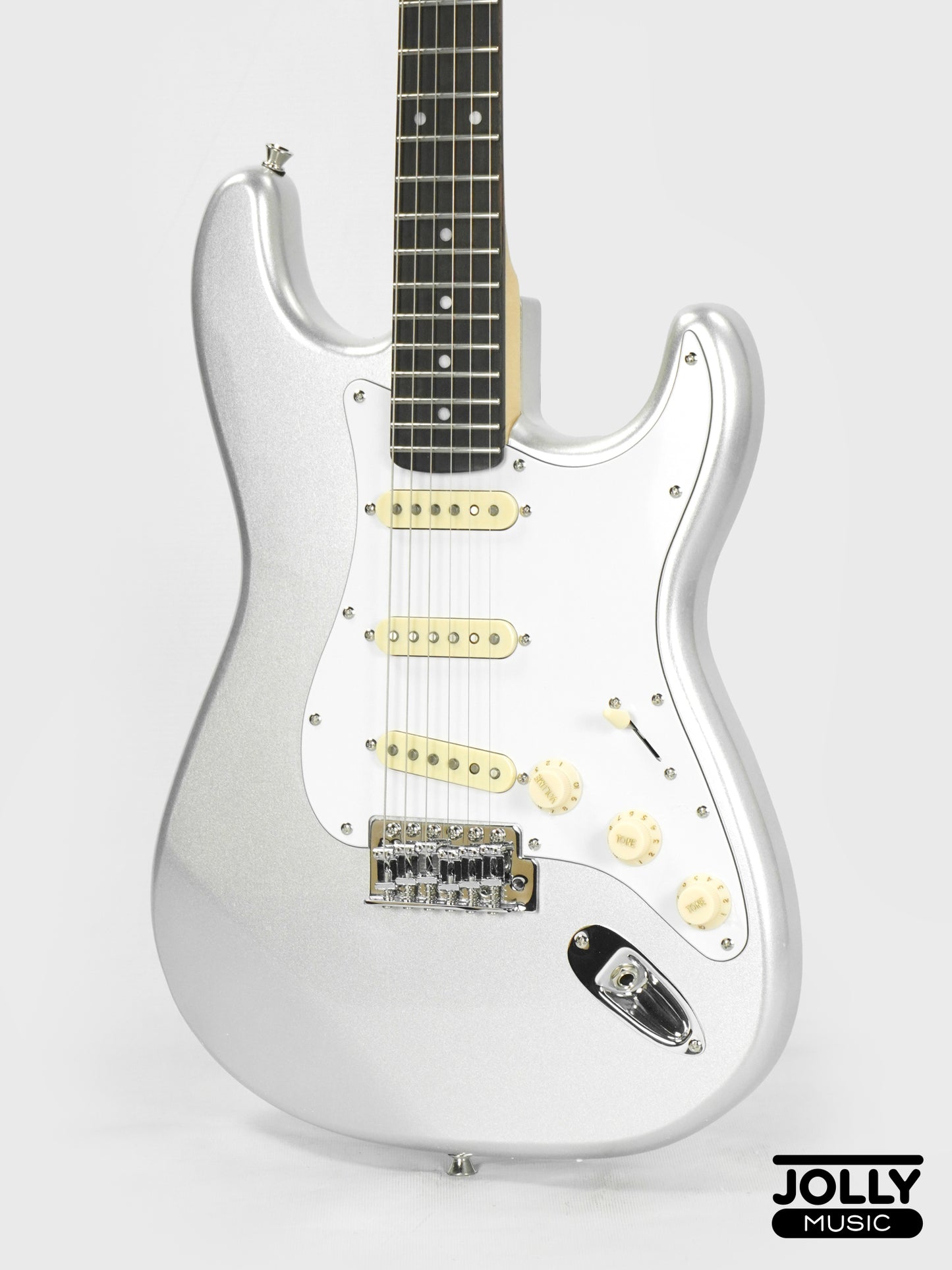 JCraft S-2 Stratocaster Stainless Frets Electric Guitar - RW / Metallic Silver