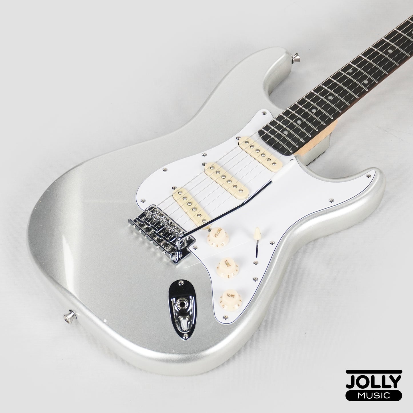 JCraft S-2 Stratocaster Stainless Frets Electric Guitar - RW / Metallic Silver