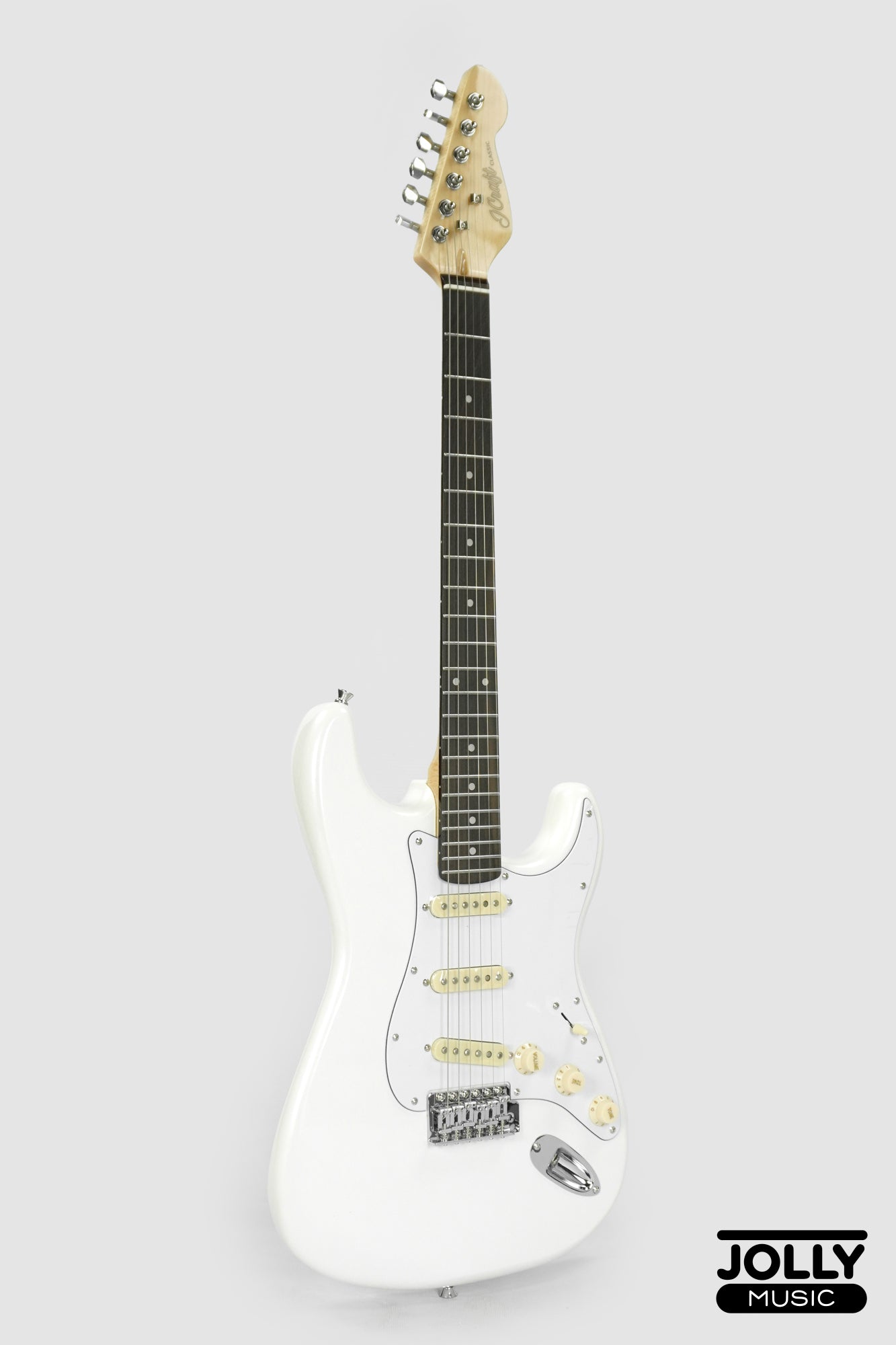 JCraft S-2 Stratocaster Stainless Frets Electric Guitar - RW / Pearl White