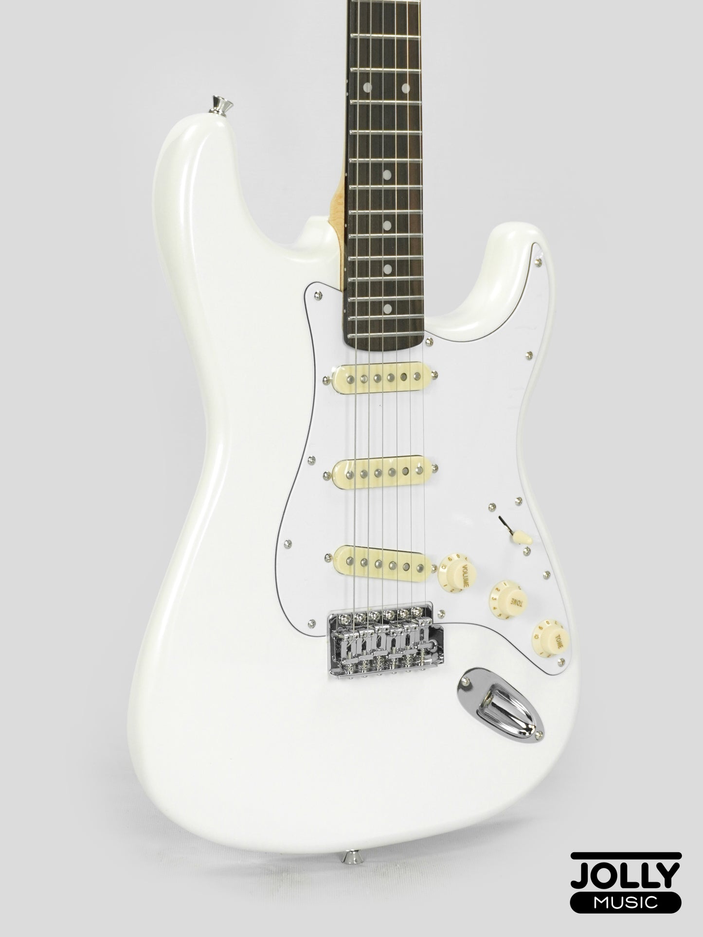 JCraft S-2 Stratocaster Stainless Frets Electric Guitar - RW / Pearl White