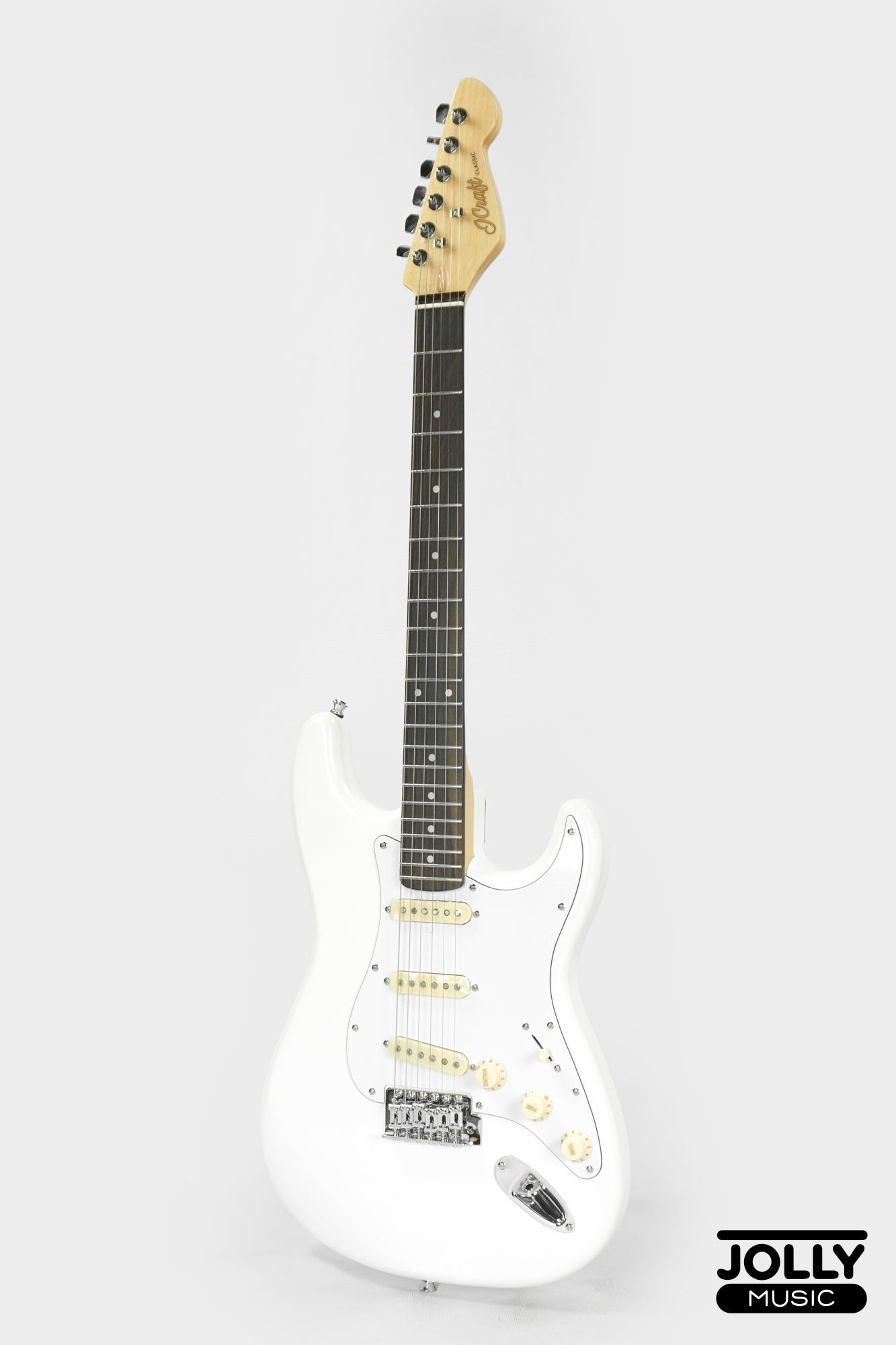 JCraft S-2 Stratocaster Stainless Frets Electric Guitar - RW / Pearl White