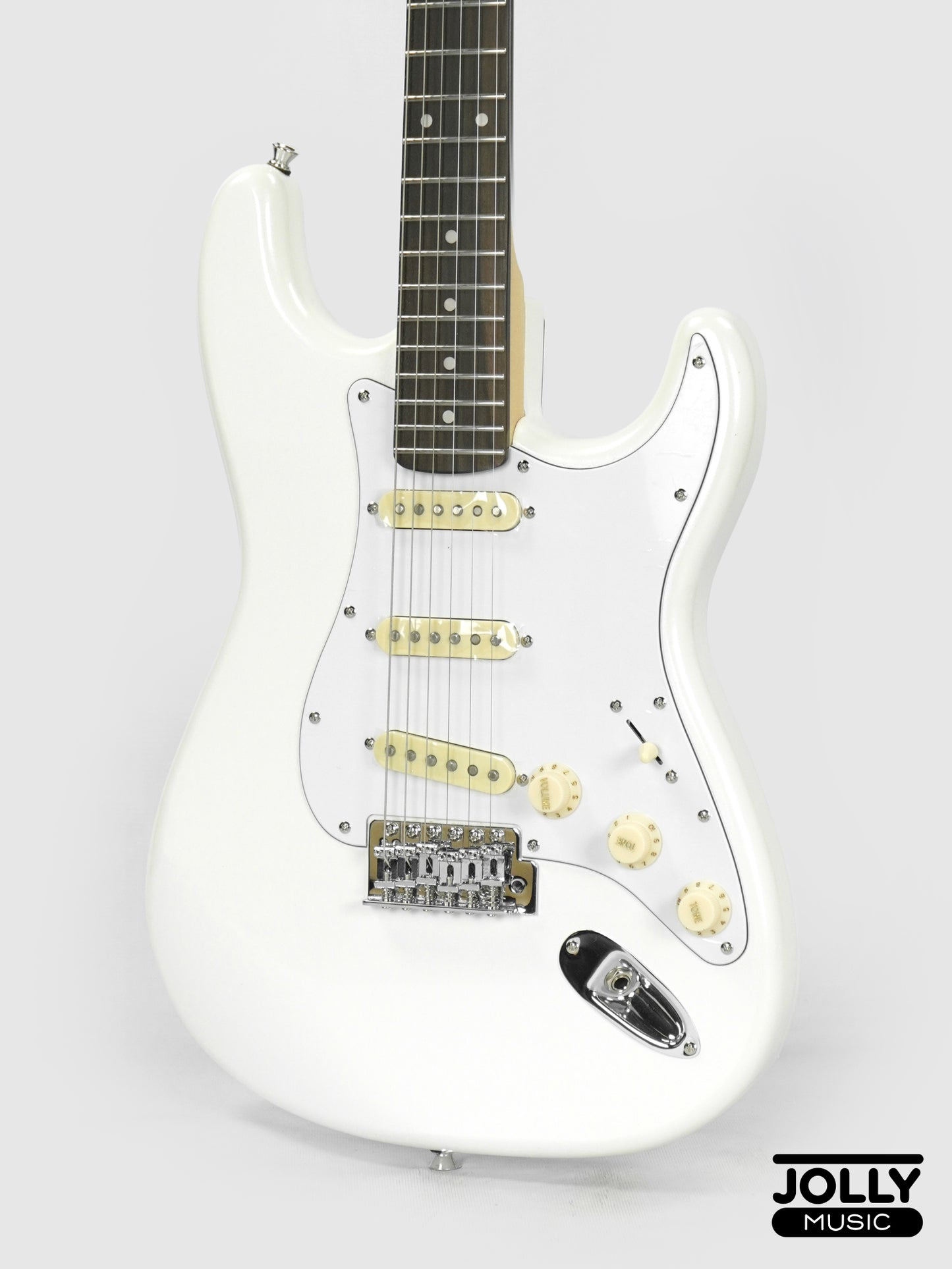 JCraft S-2 Stratocaster Stainless Frets Electric Guitar - RW / Pearl White